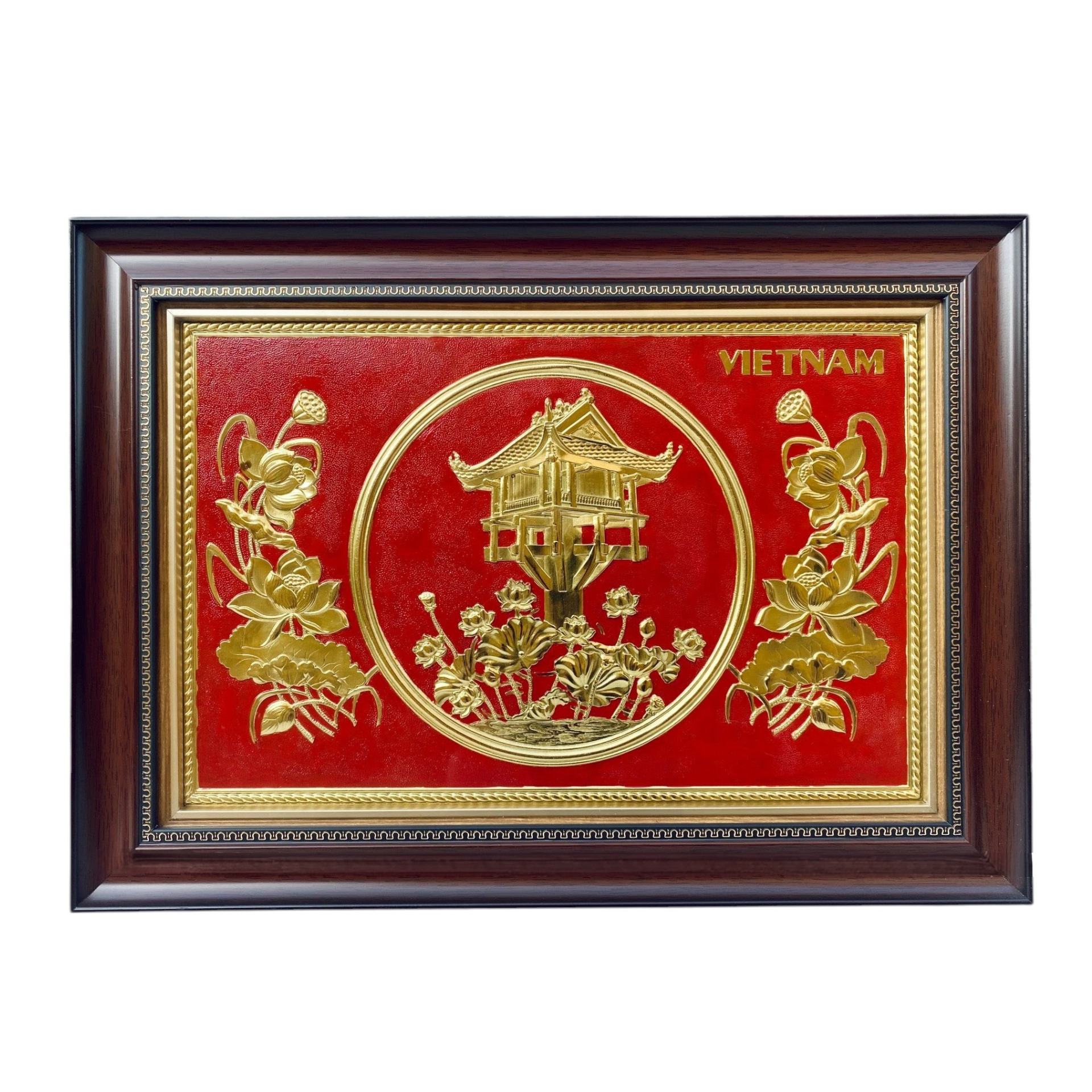 Tranh Đồng Chùa Một Cột, Dát Vàng ( 38x54cm ) - Cửu Diệu Thiên - MC023