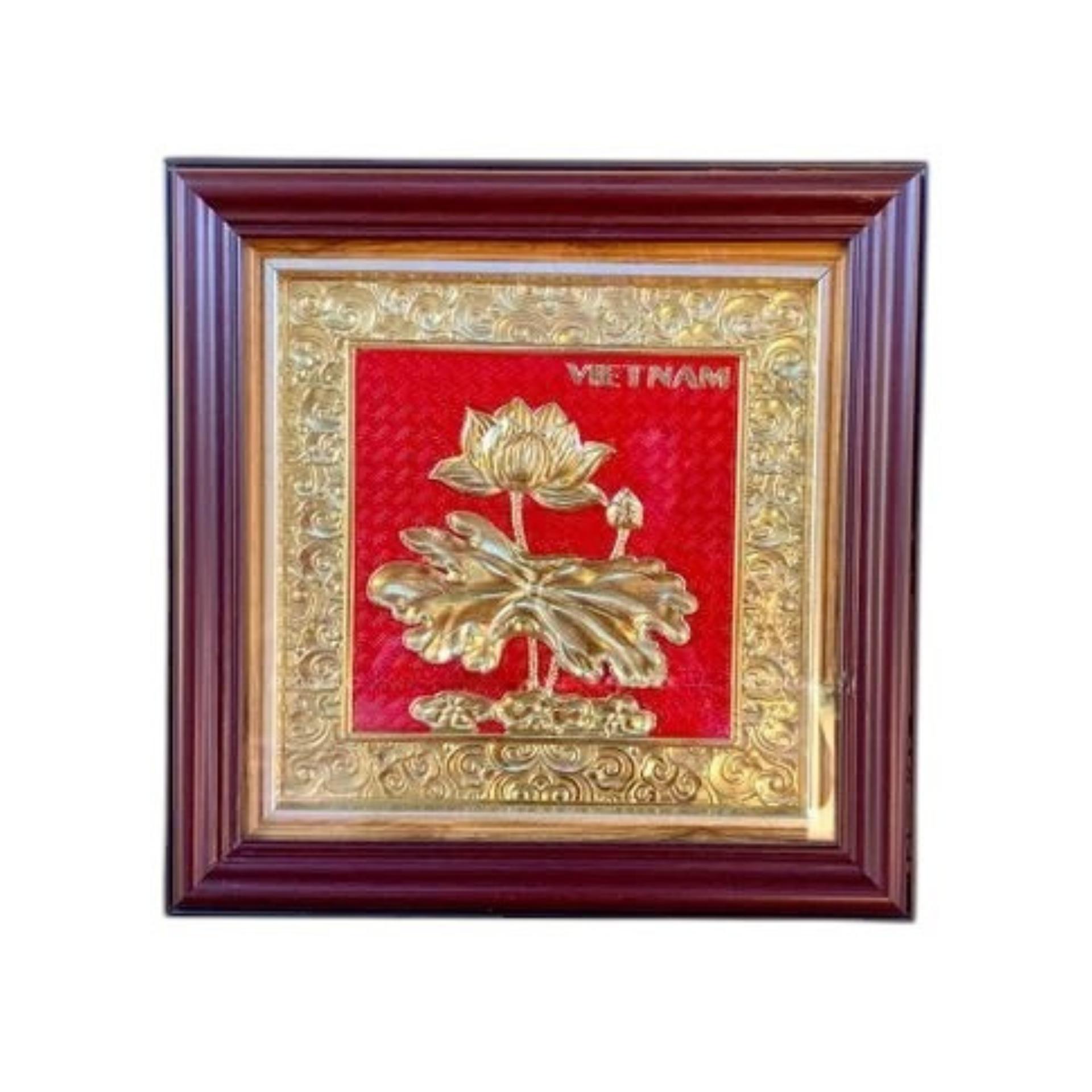 Tranh Đồng Hoa Sen ( 26x26cm ) - Cửu Diệu Thiên - SH040
