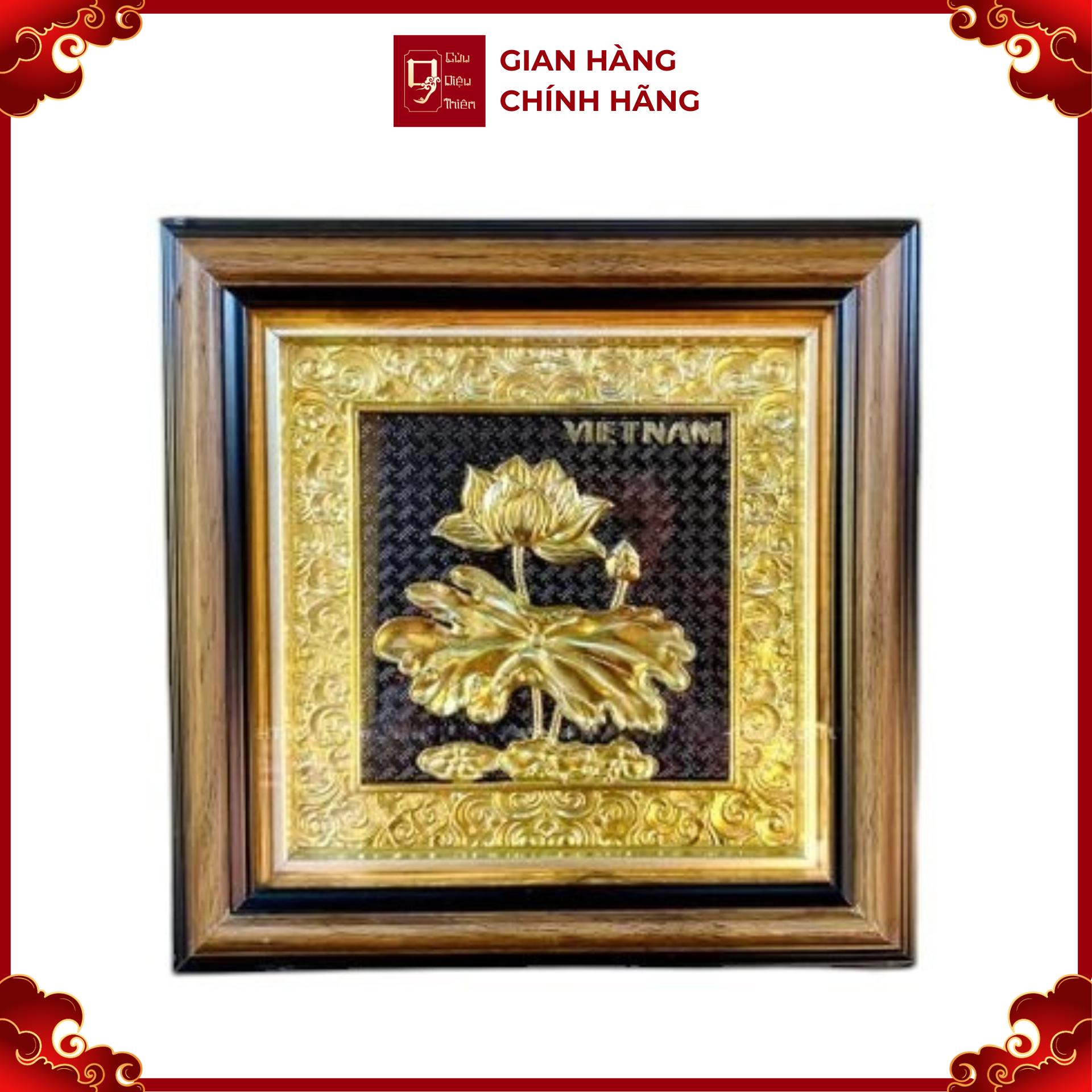 Tranh Đồng Hoa Sen ( 26x26cm ) - Cửu Diệu Thiên - SH039