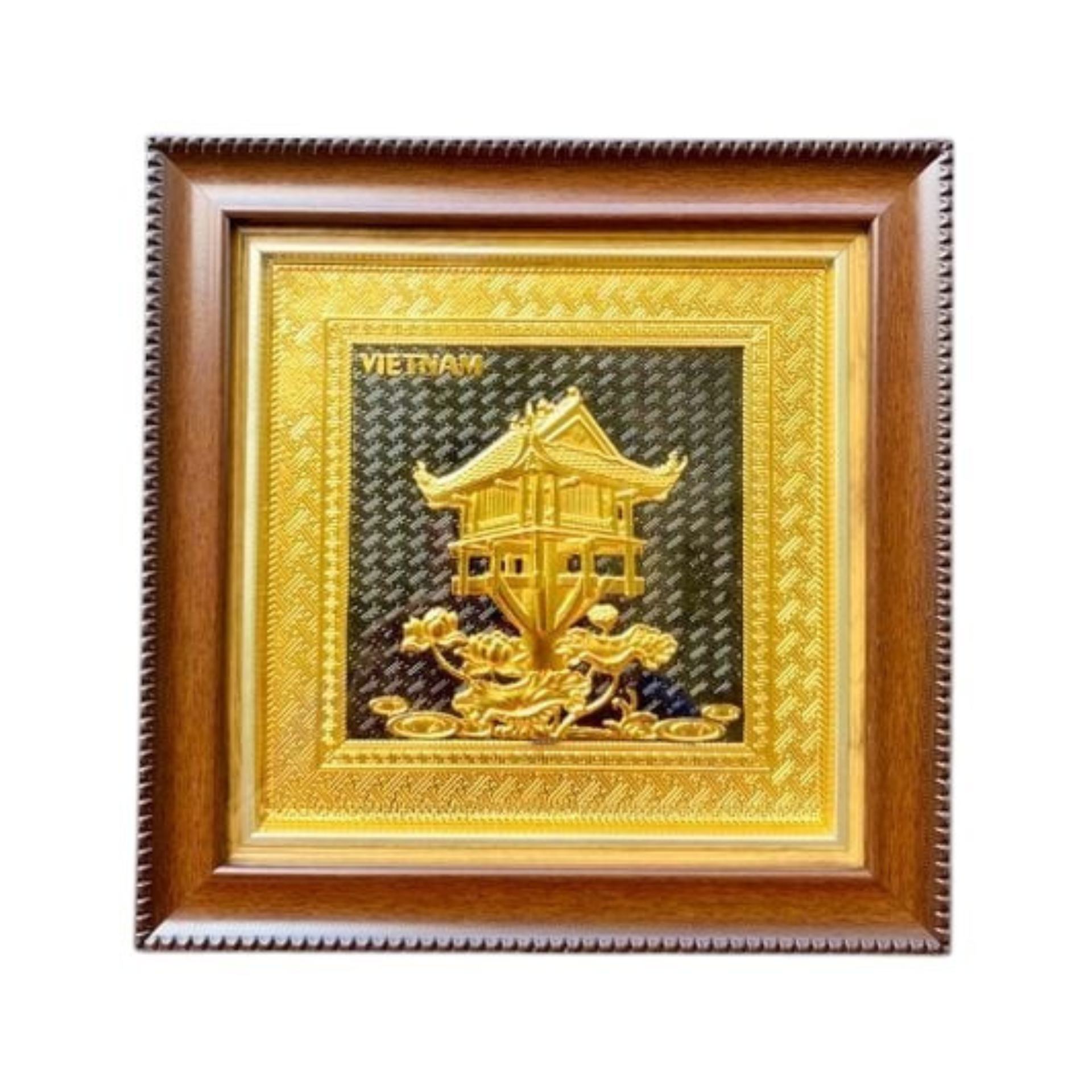 Tranh Đồng Chùa Một Cột, Dát Vàng ( 30x30cm ) - Cửu Diệu Thiên - MC026