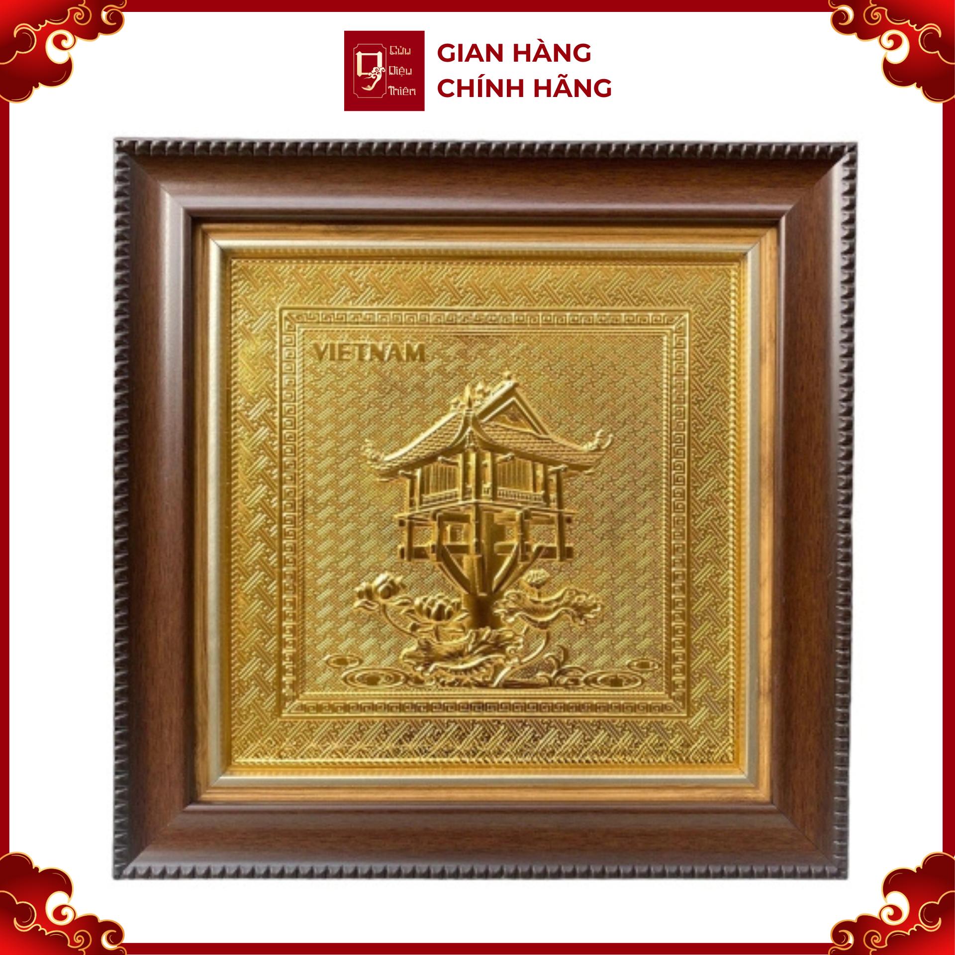 Tranh Đồng Chùa Một Cột , Mạ Vàng 24K ( 30x30cm ) - Cửu Diệu Thiên - MC008