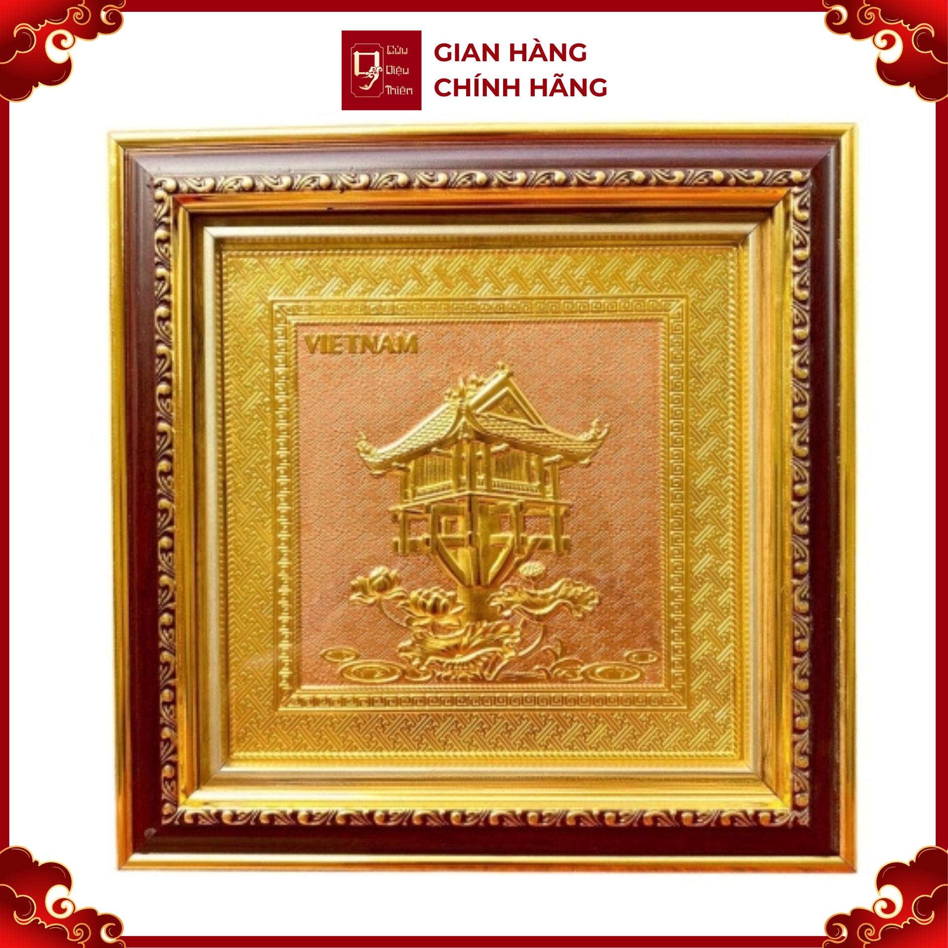 Tranh Đồng Chùa Một Cột , Mạ Vàng 24K ( 30x30cm ) - Cửu Diệu Thiên - MC0010