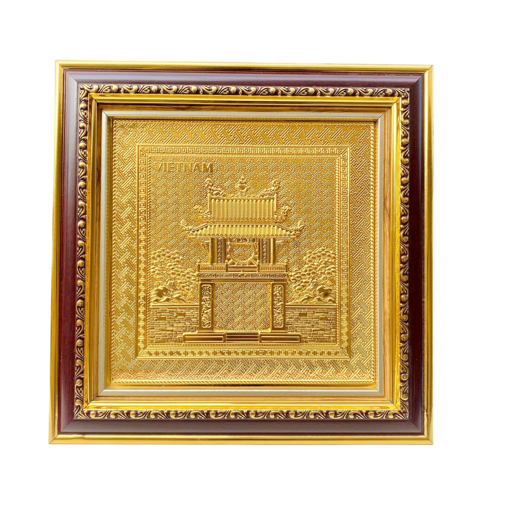 Tranh Đồng Khuê Văn Các , Mạ Vàng 24K ( 30x30cm ) - Cửu Diệu Thiên - THN262
