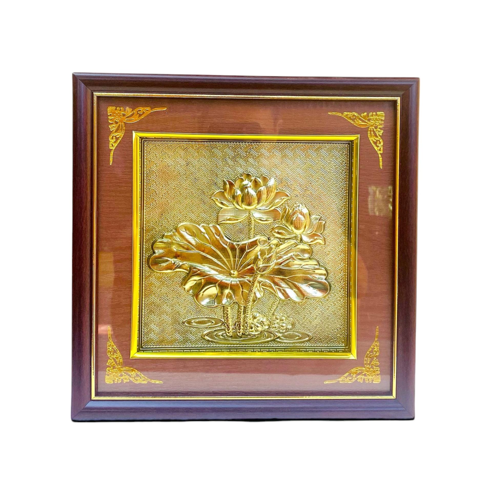Tranh Đồng Hoa Sen ( 26x26cm ) - Cửu Diệu Thiên - SH038