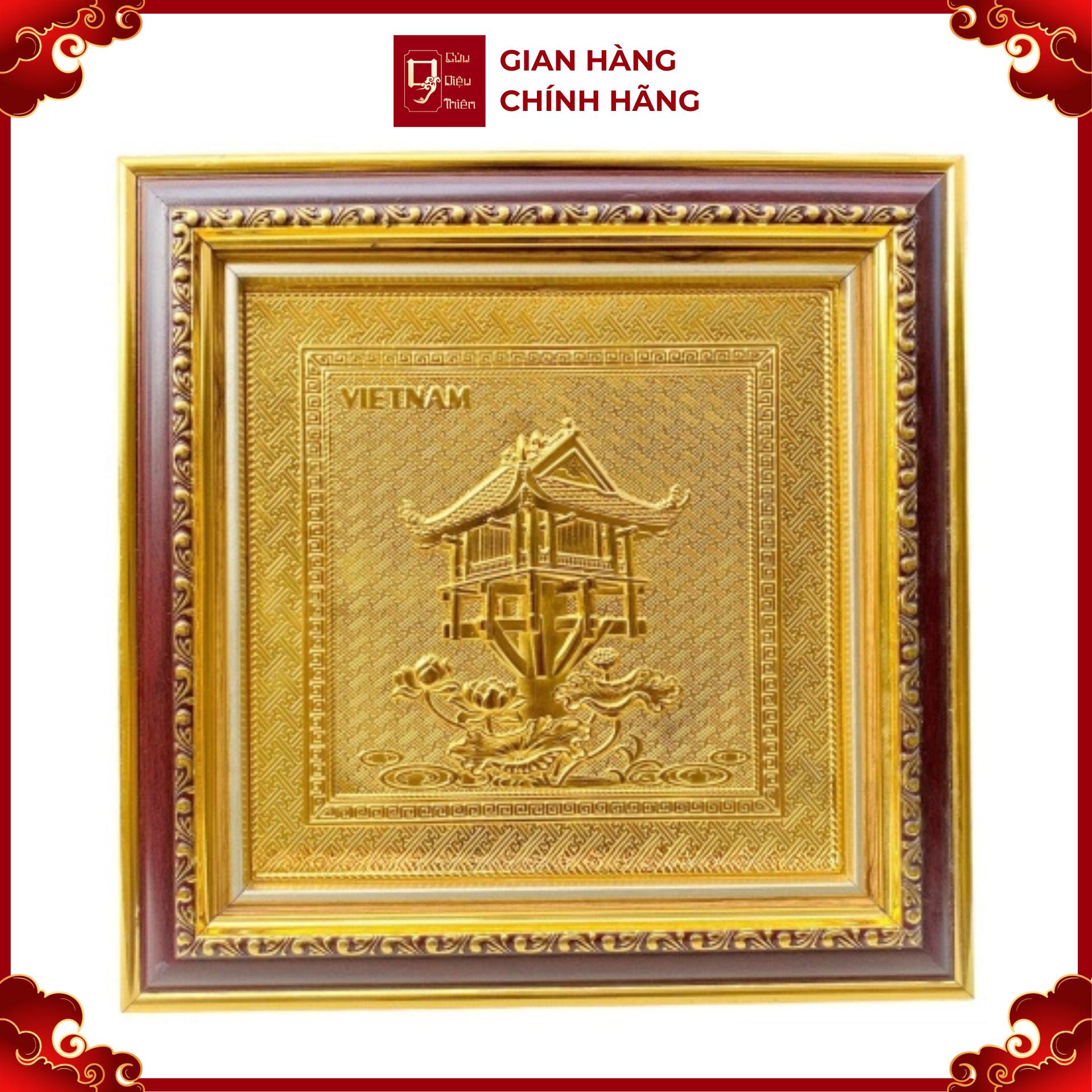 Tranh Đồng Chùa Một Cột , Mạ Vàng 24K ( 30x30cm ) - Cửu Diệu Thiên - MC0011