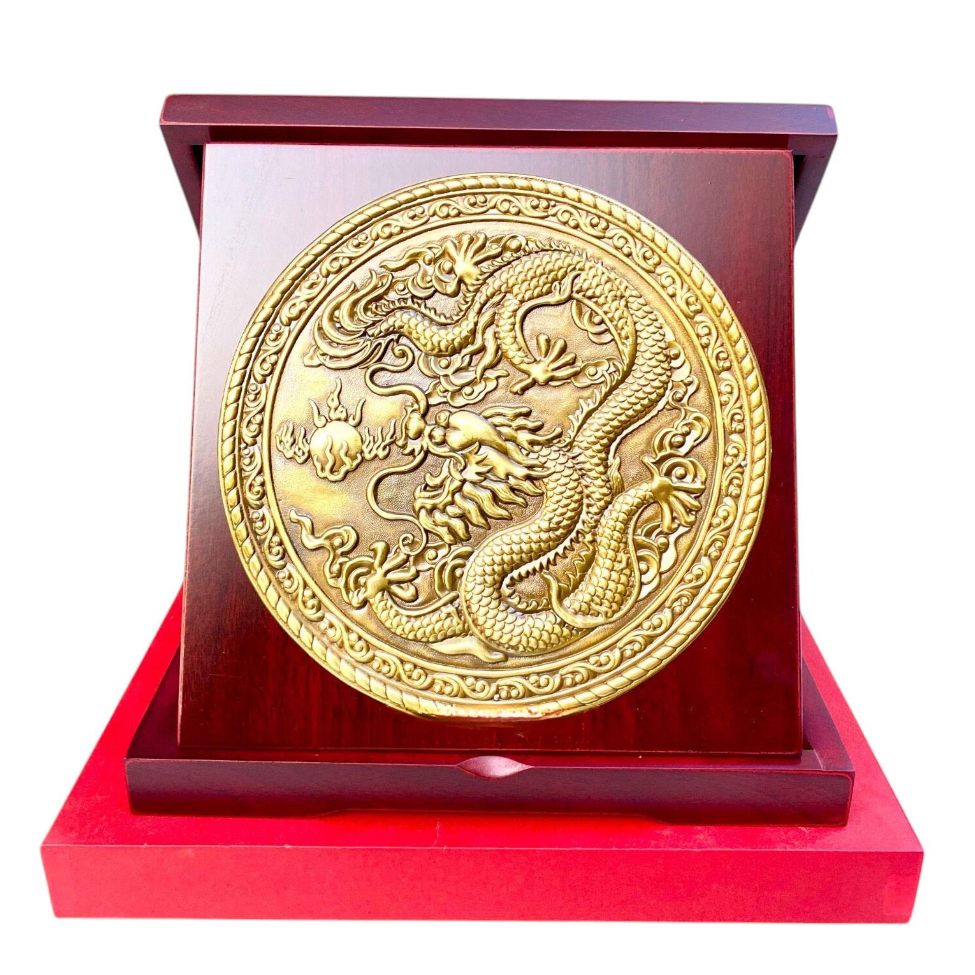 Tranh Đồng Vàng Rồng Phú Quý ( Đường Kính 23cm )  - Cửu Diệu Thiên - RV002
