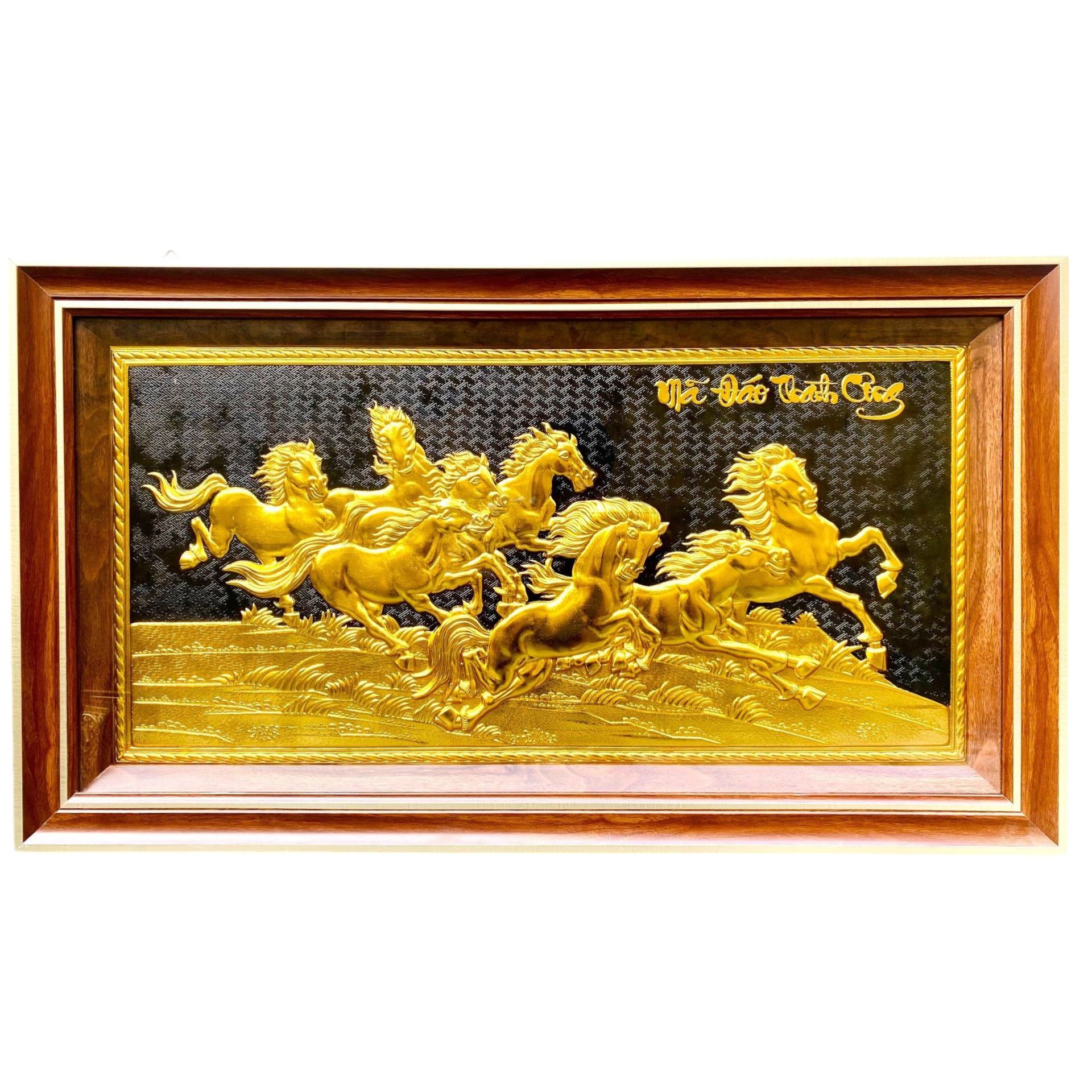Tranh Đồng Mã Đáo Thành Công , Dát Vàng ( 50x90cm ) - Cửu Diệu Thiên - MD0012