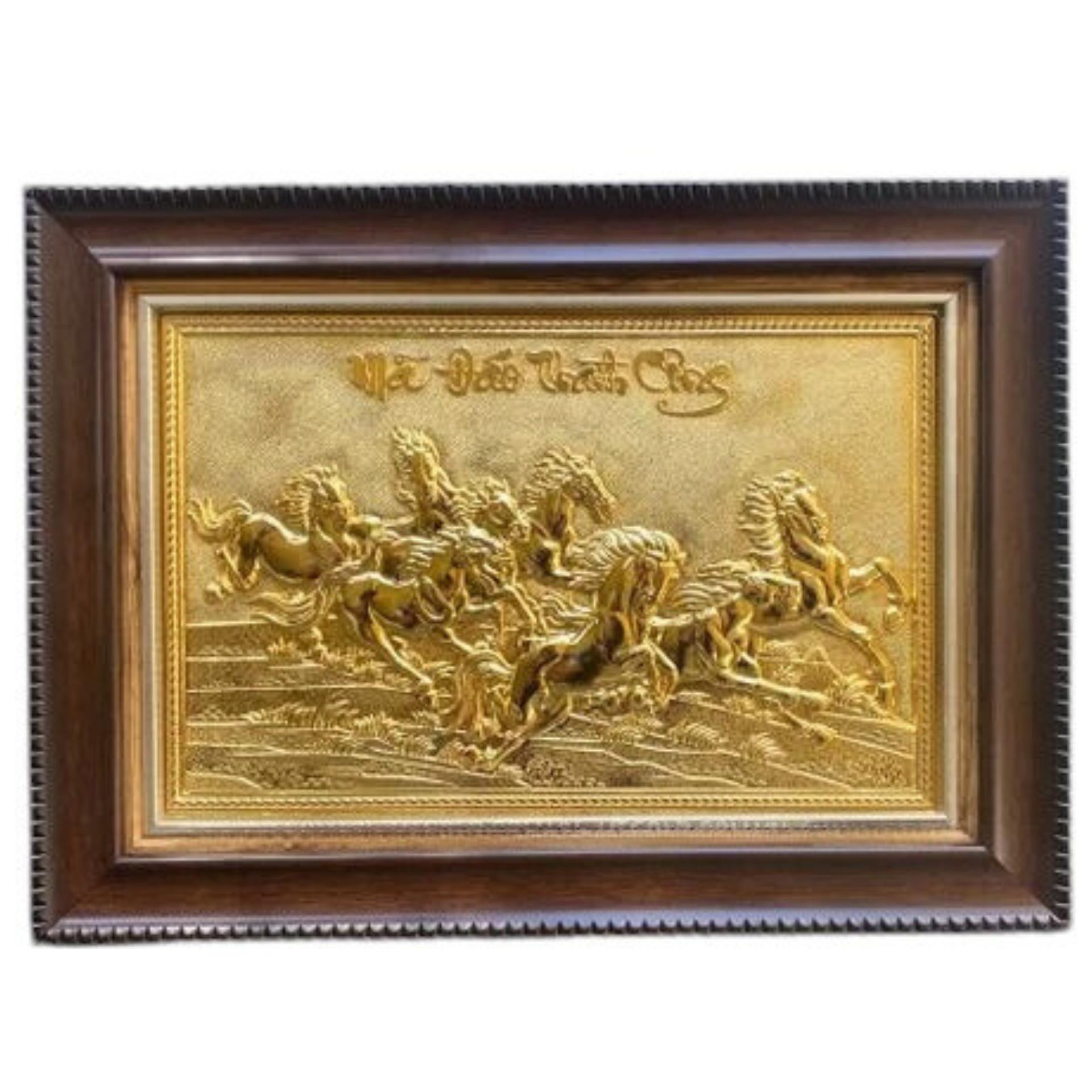 Tranh Đồng Mã Đáo Thành Công , Dát Vàng ( 25x35cm ) - Cửu Diệu Thiên - MD004