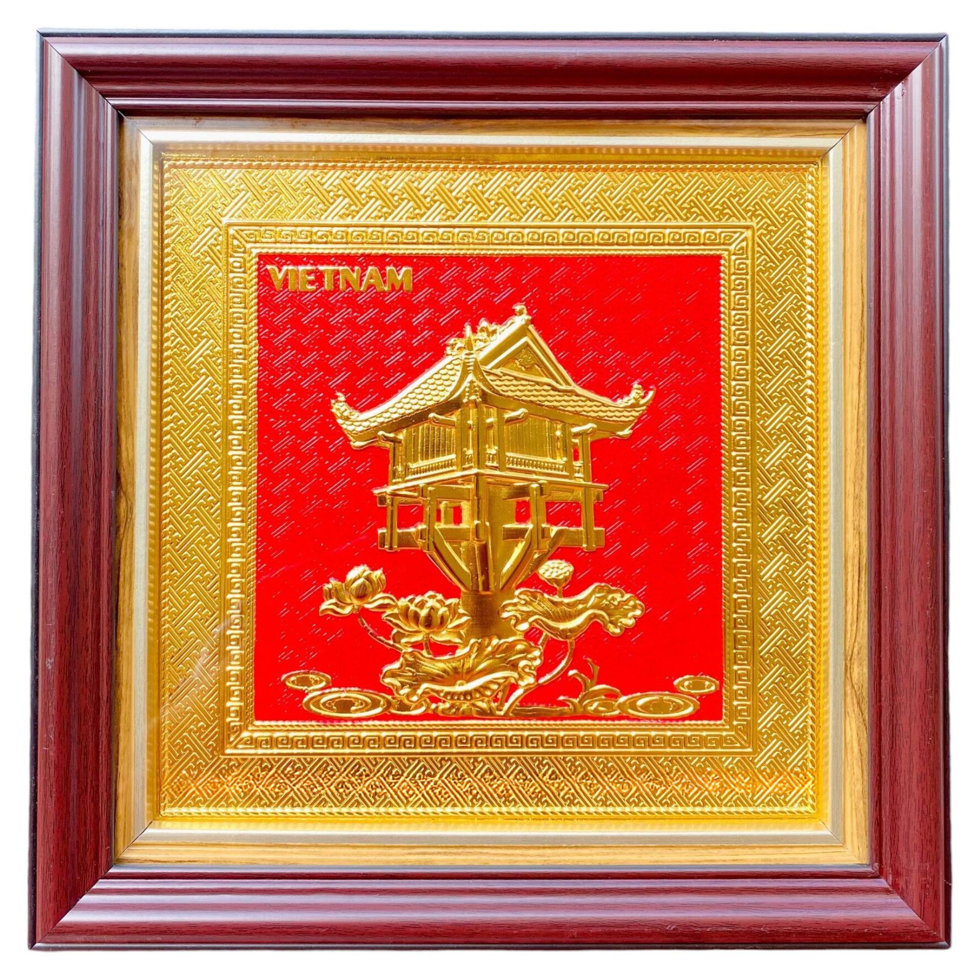 Tranh Đồng Chùa Một Cột , Mạ Vàng 24K ( 30x30cm ) - Cửu Diệu Thiên - MC009