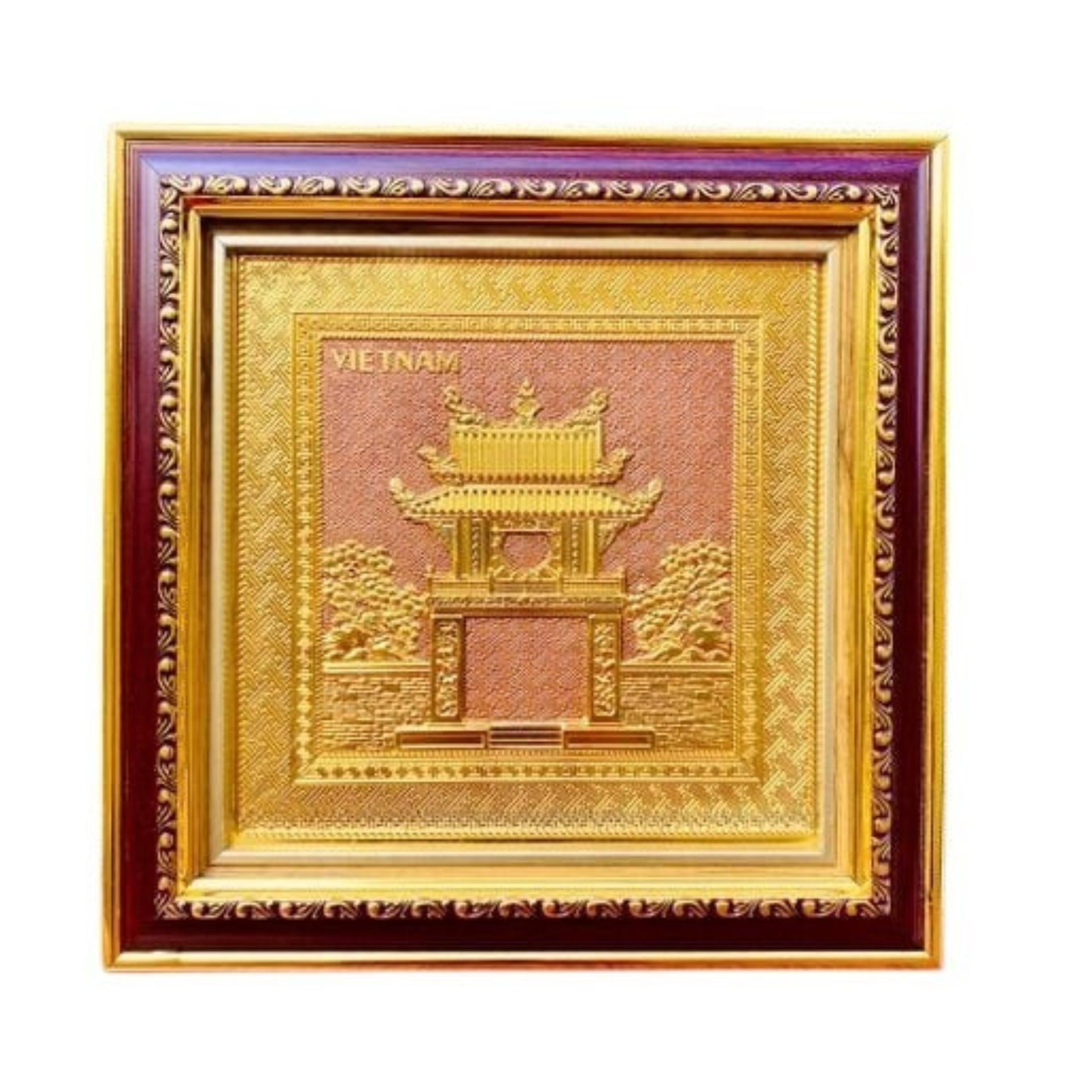 Tranh Đồng Khuê Văn Các , Mạ Vàng 24K ( 30x30cm ) - Cửu Diệu Thiên - THN262