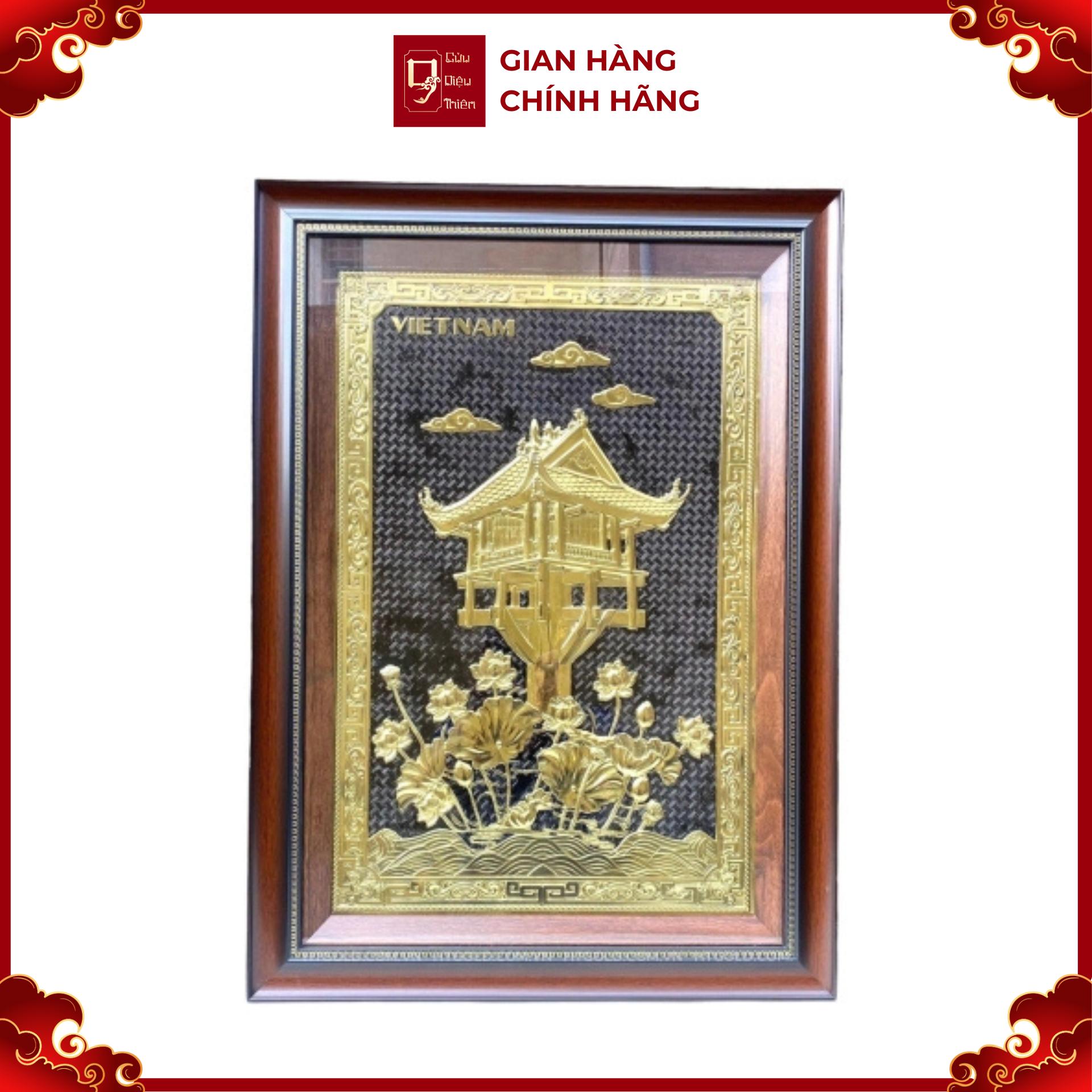 Tranh Đồng Chùa Một Cột - Đồng Đỏ , Giả Cổ ( 50x70cm ) - Cửu Diệu Thiên - MC0014