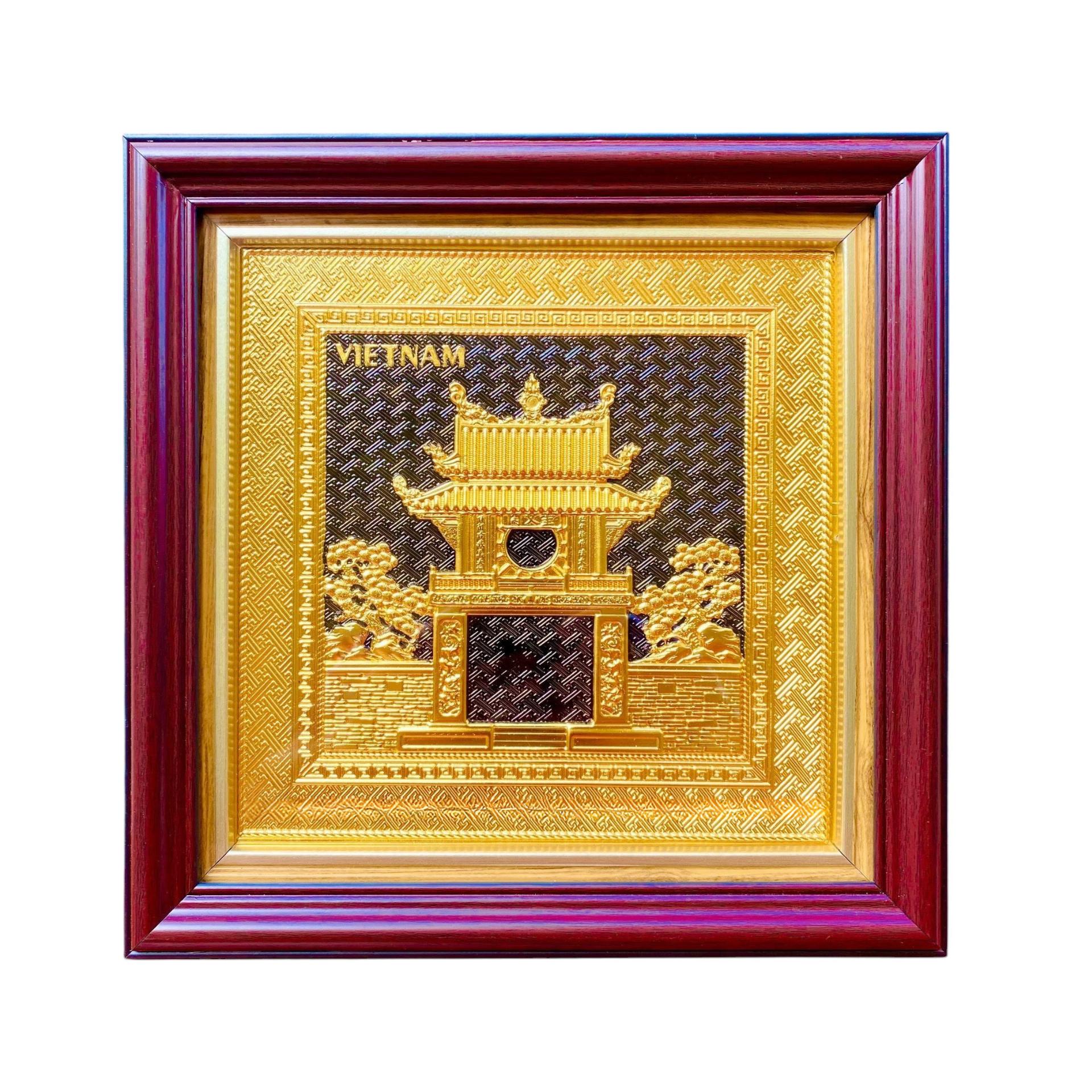 Tranh Đồng Khuê Văn Các , Mạ Vàng 24K ( 30x30cm ) - Cửu Diệu Thiên - THN263