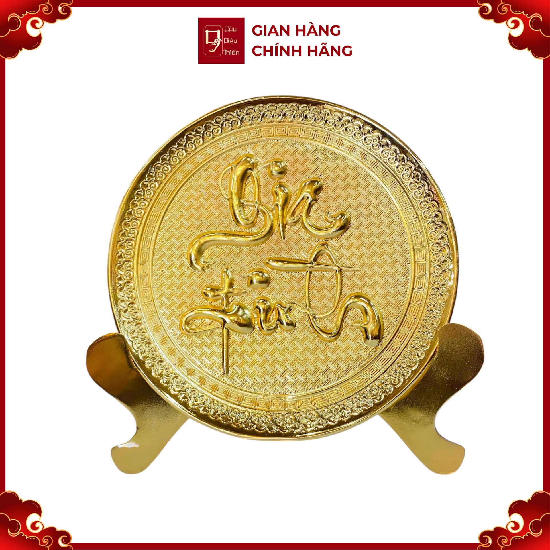 Tranh Đĩa Đồng Chữ Gia Đình , Mạ Vàng 24K ( Đường Kính 21cm ) - Cửu Diệu Thiên - ĐC004