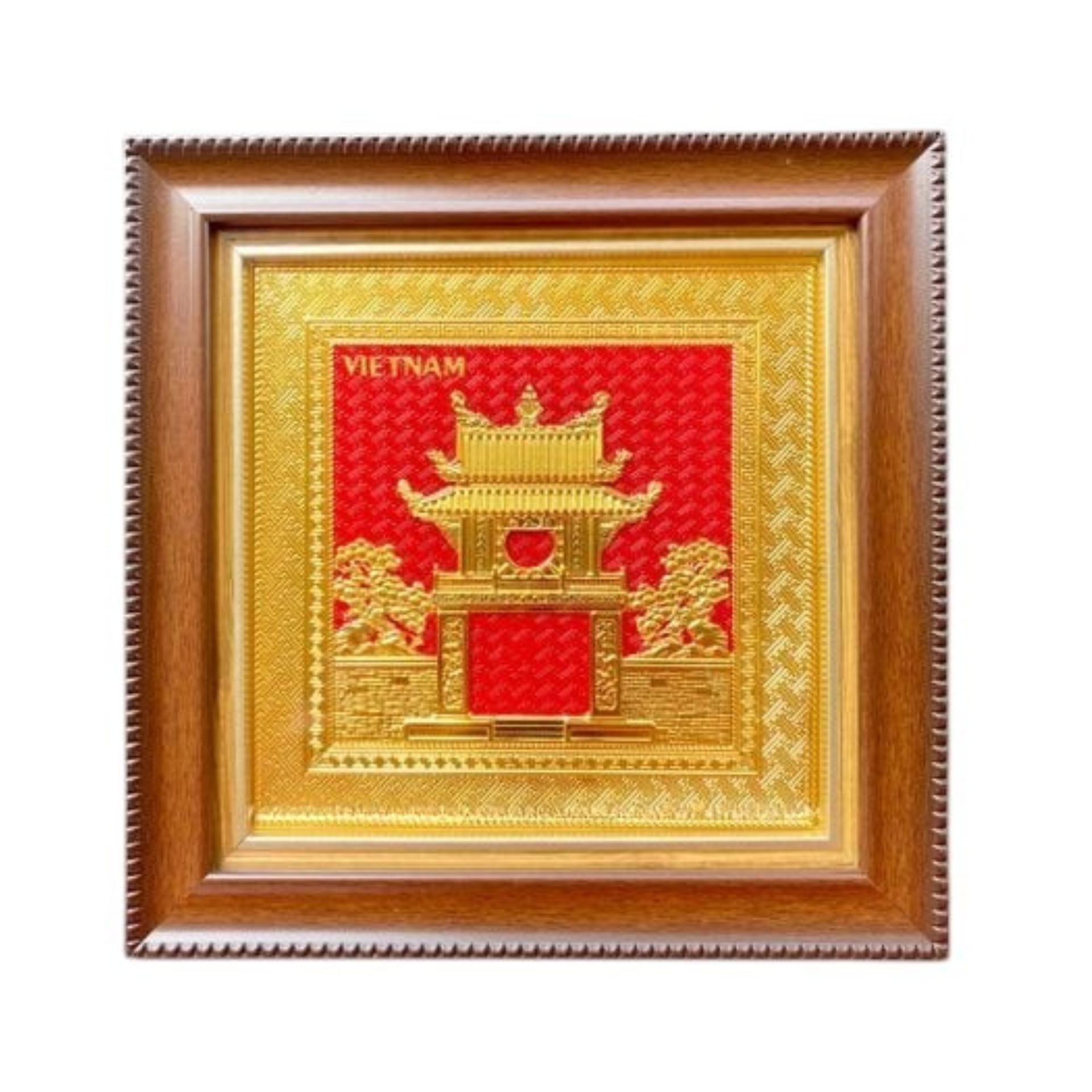 Tranh Đồng Khuê Văn Các , Mạ Vàng 24K ( 30x30cm ) - Cửu Diệu Thiên - THN264