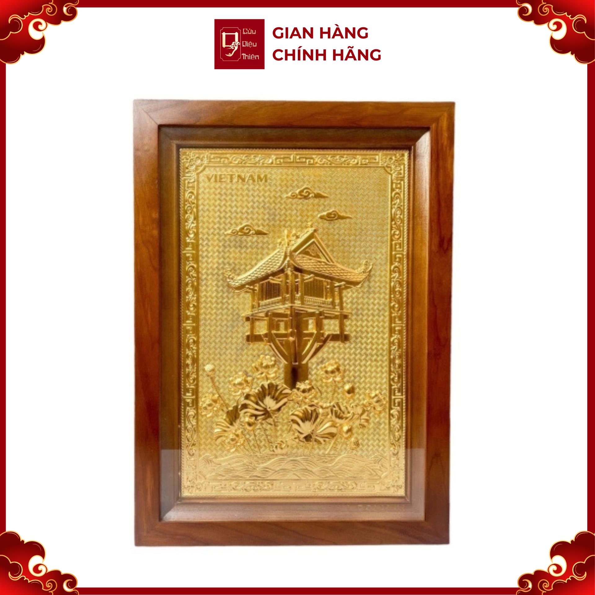 Tranh Đồng Chùa Một Cột , Mạ Vàng 24K ( 38x54cm ) - Cửu Diệu Thiên - MC0017
