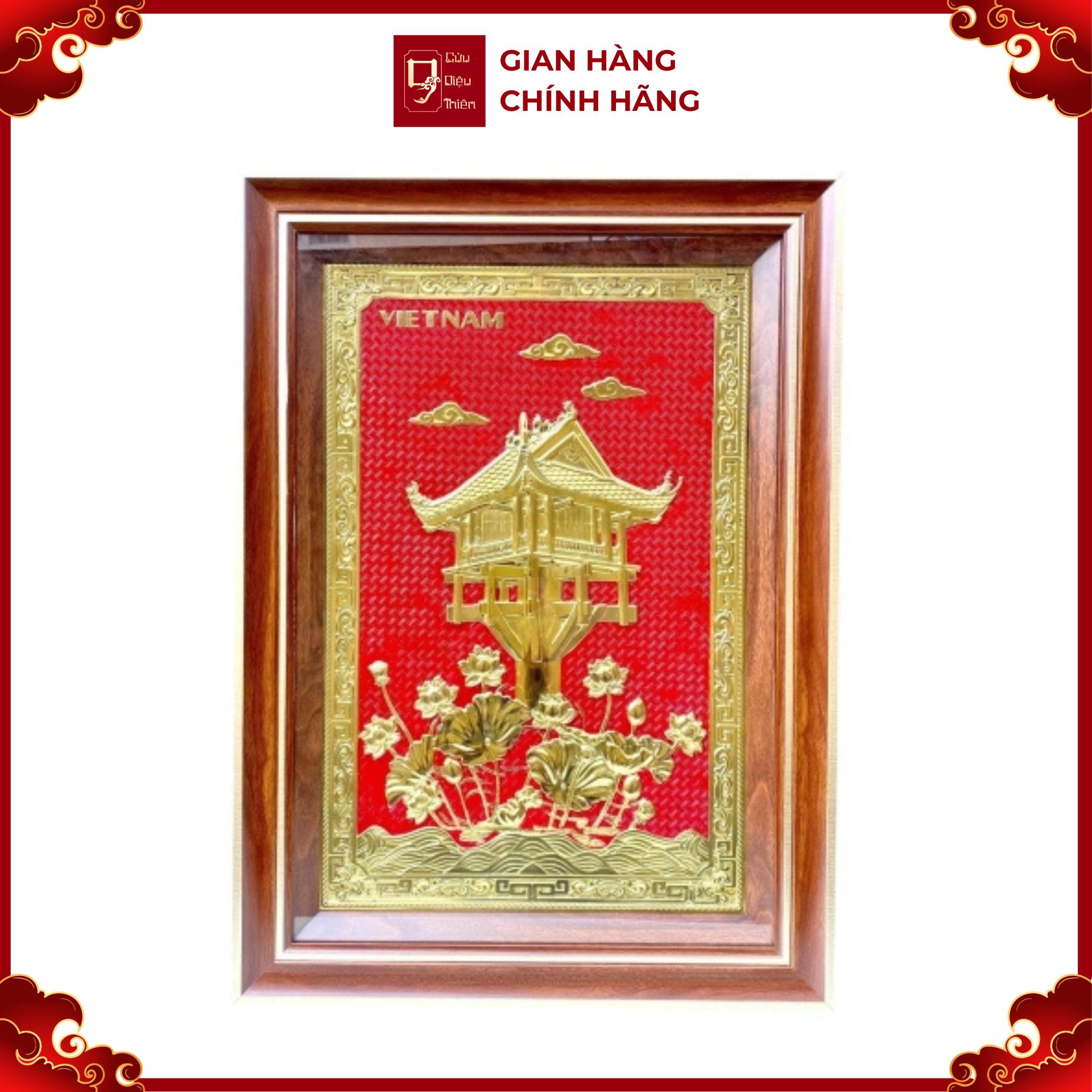 Tranh Đồng Chùa Một Cột - Đồng Đỏ , Giả Cổ ( 50x70cm ) - Cửu Diệu Thiên - MC0019