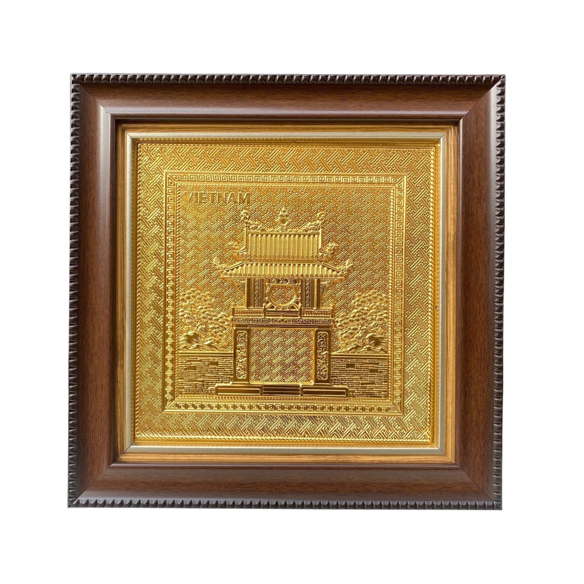 Tranh Đồng Khuê Văn Các , Mạ Vàng 24K ( 30x30cm ) - Cửu Diệu Thiên - THN264