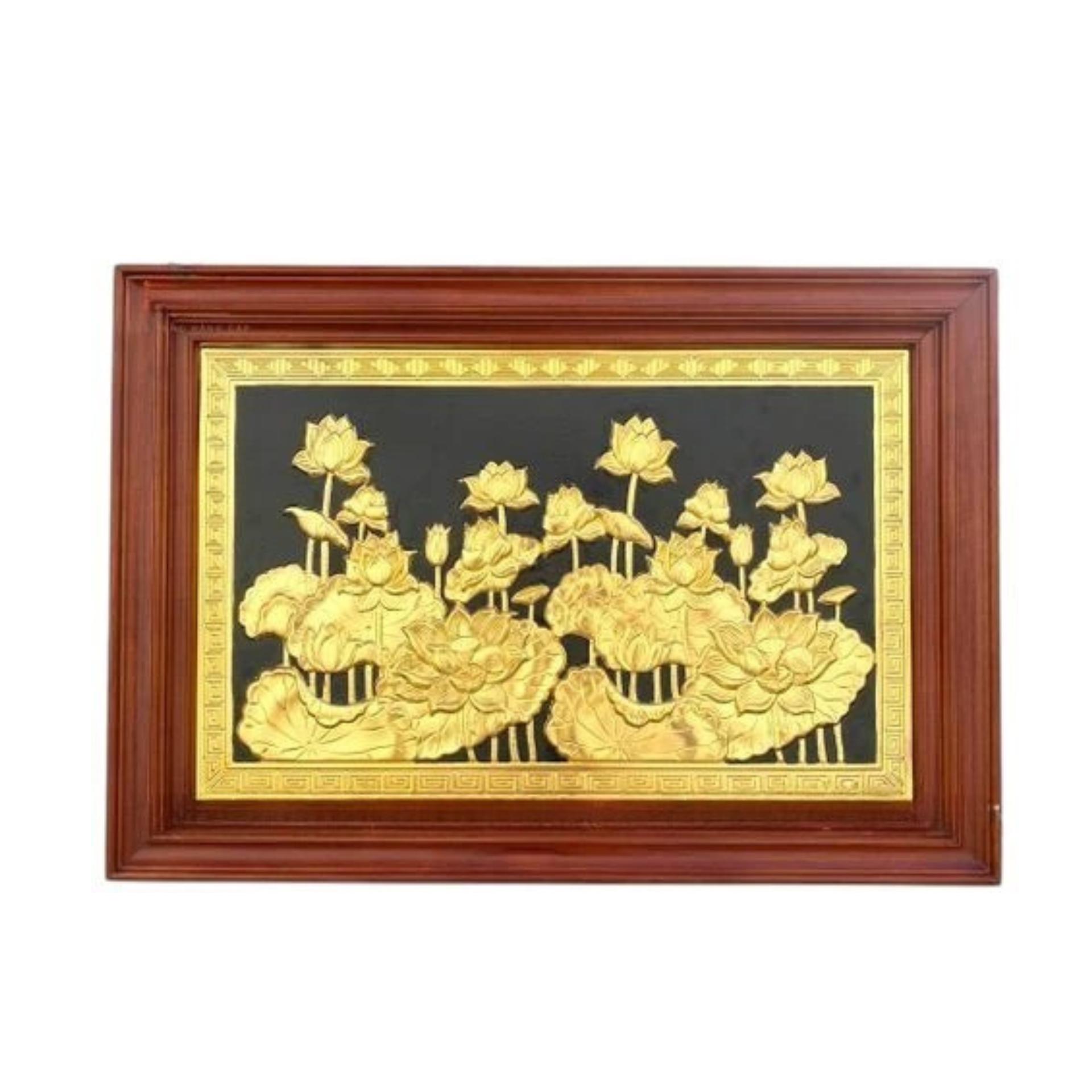 Tranh Đồng Hoa Sen , Dát Vàng ( 61x88cm ) - Cửu Diệu Thiên - SH024