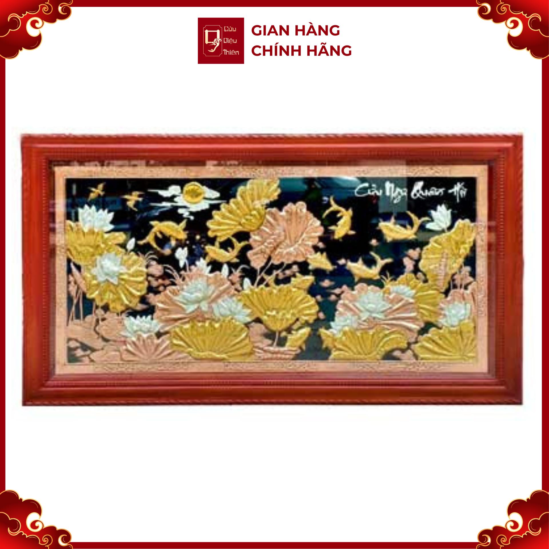 Tranh Cá Chép Hoa Sen - Đồ Đồng Cao Cấp - Cửu Diệu Thiên - THN378