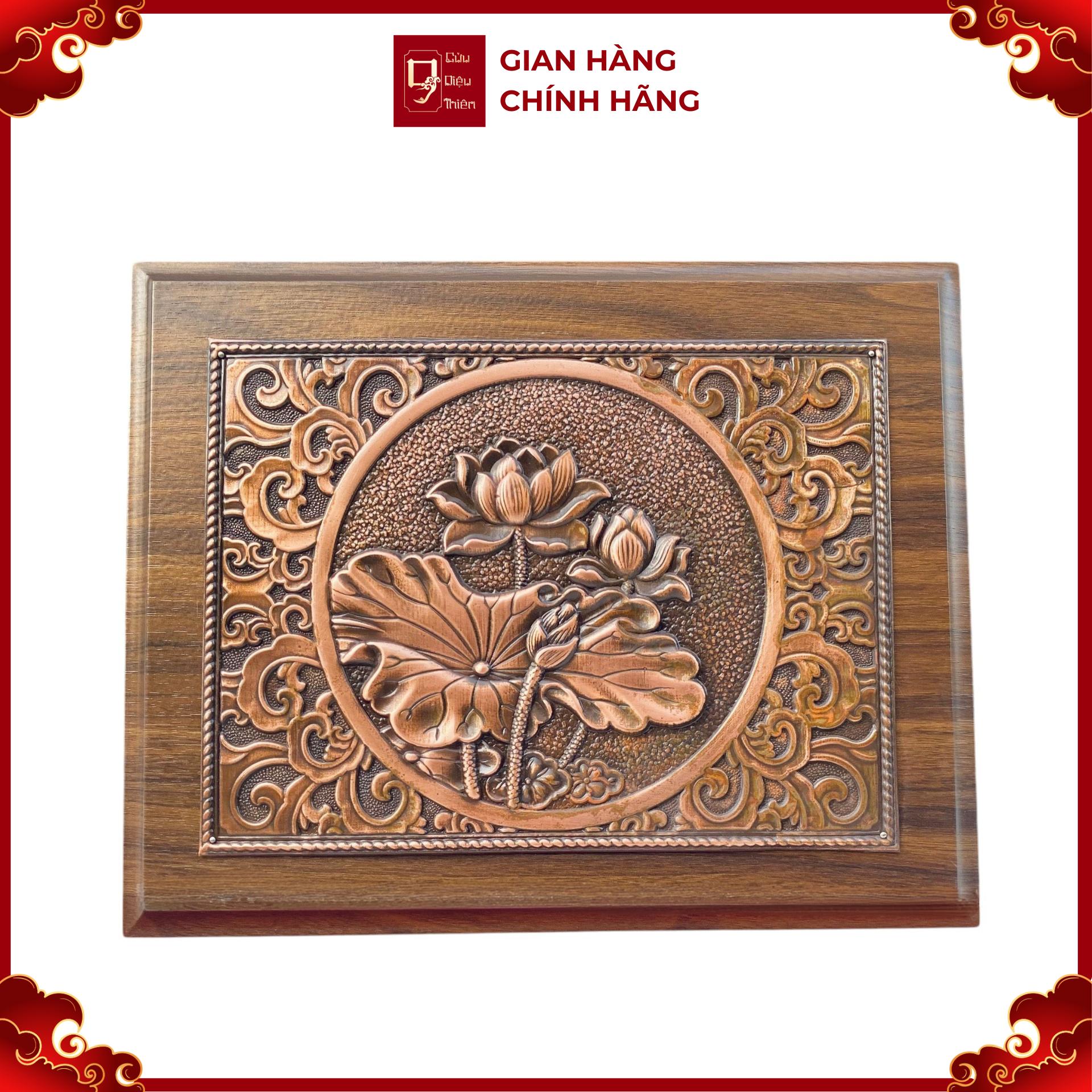 Tranh Đồng Hoa Sen ( 20x25cm ) - Cửu Diệu Thiên - SH030