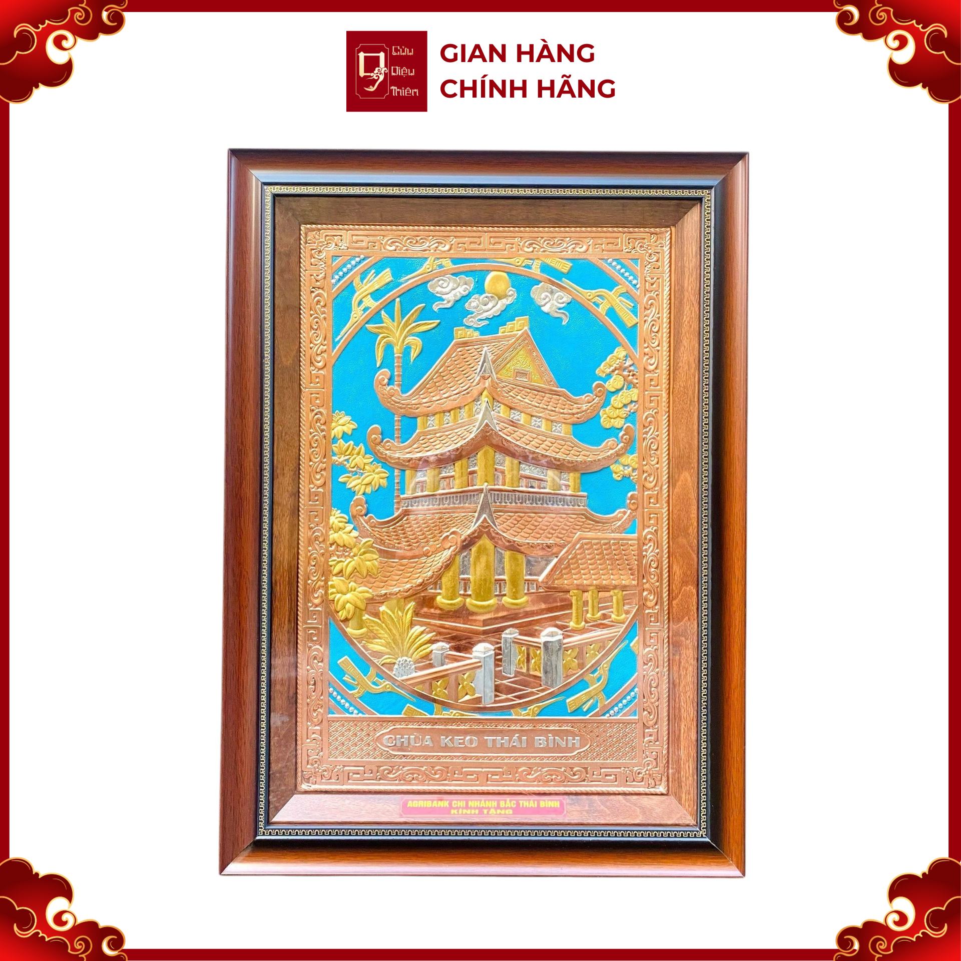 Tranh Đồng Chùa Keo - Đồng Đỏ, Dát Điểm Vàng Bạc (40x55cm) - Cửu Diệu Thiên - CK005