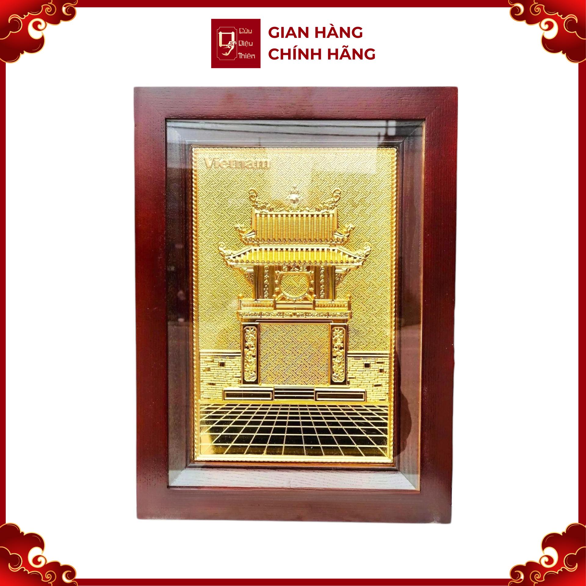 Tranh Đồng Khuê Văn Các , Mạ Vàng 24K ( 28x38cm ) - Cửu Diệu Thiên - THN261