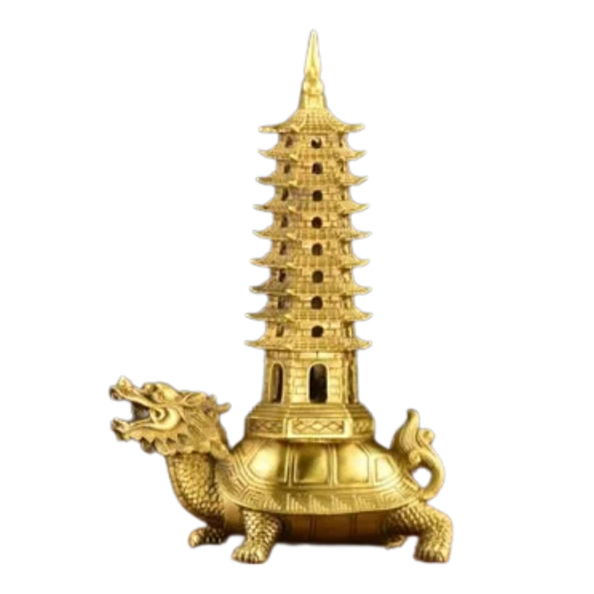 Tượng Long Quy Cõng Tháp Văn Xương 9 Tầng - Đồ Đồng Cao Cấp - Cửu Diệu Thiên - THN101
