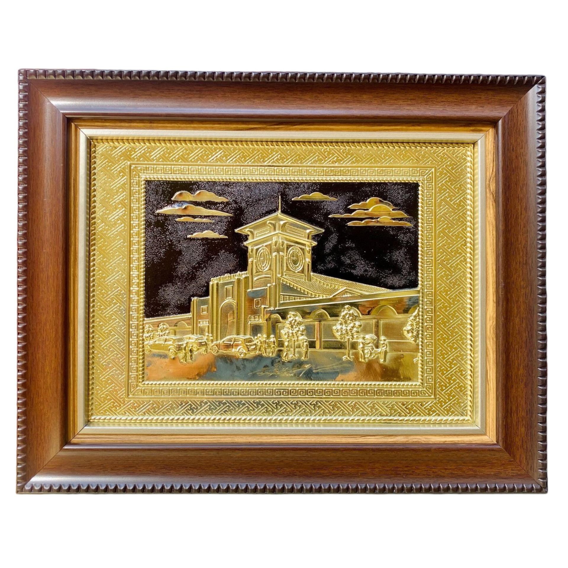 Tranh Đồng Chợ Bến Thành ( 28x34cm ) - Cửu Diệu Thiên - BT003
