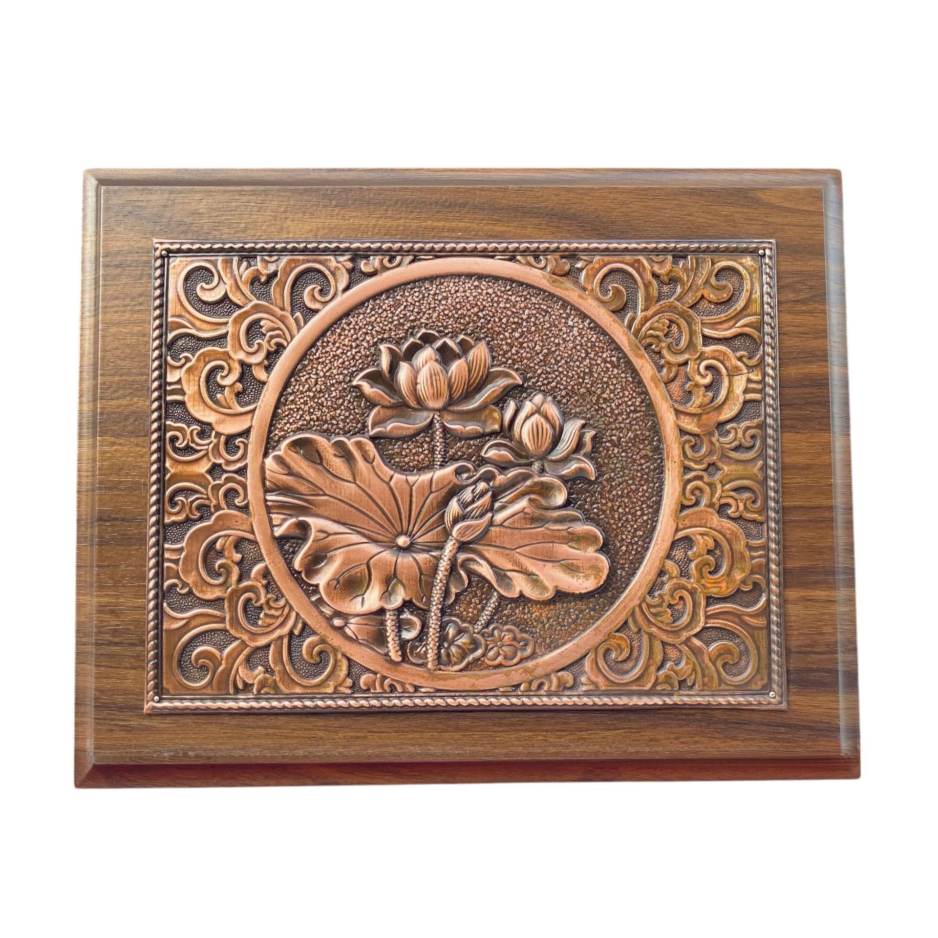 Tranh Đồng Hoa Sen ( 20x25cm ) - Cửu Diệu Thiên - SH030