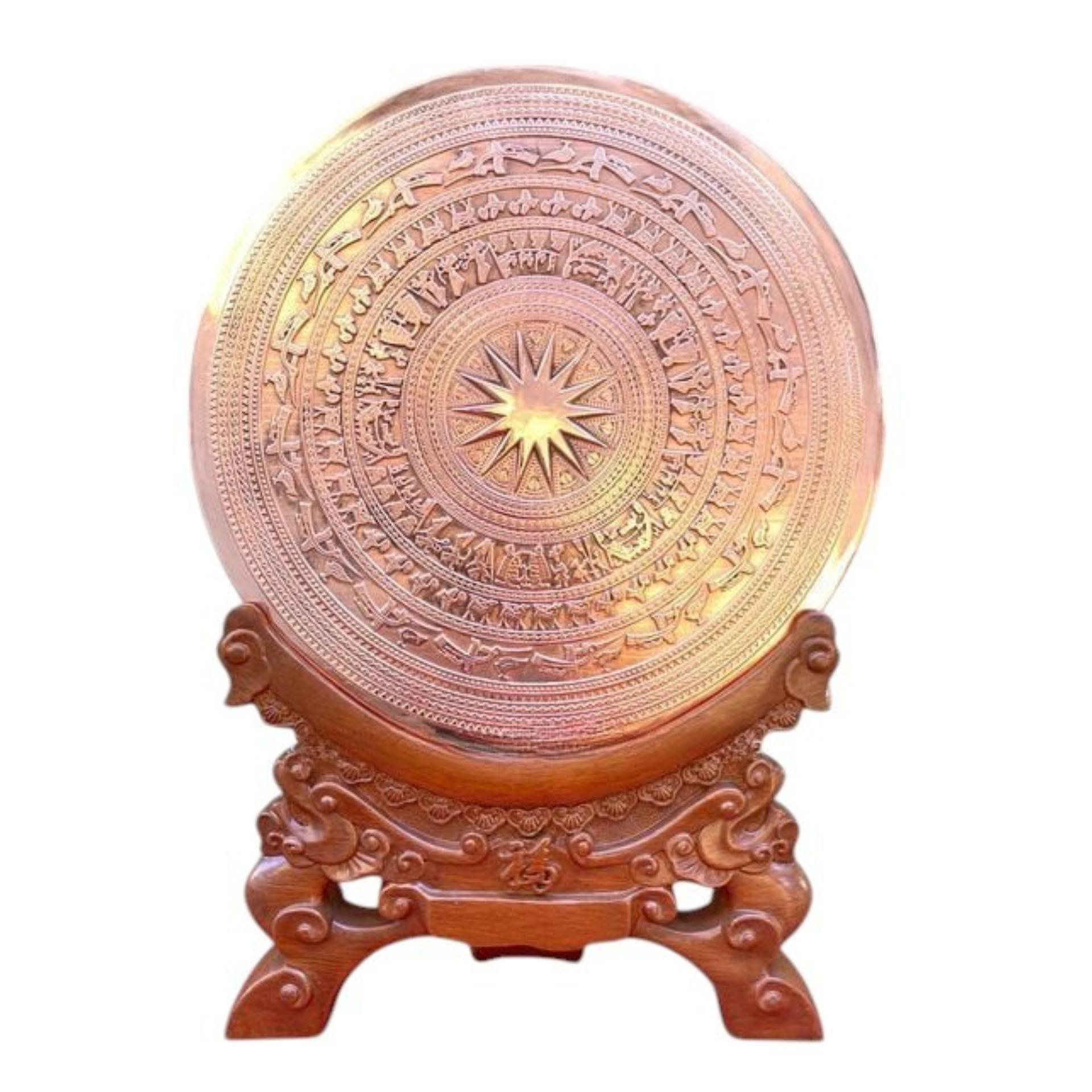 Tranh Đĩa Mặt Trống Đồng Bằng Đồng Đỏ ( Đường Kính 30cm , Cao 42cm ) - Cửu Diệu Thiên - DT010
