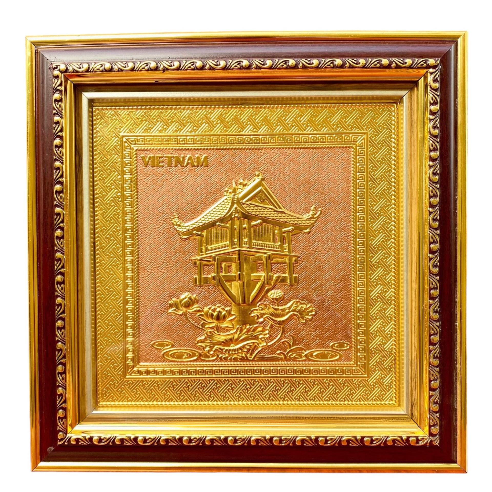 Tranh Đồng Chùa Một Cột , Mạ Vàng 24K ( 30x30cm ) - Cửu Diệu Thiên - MC0010