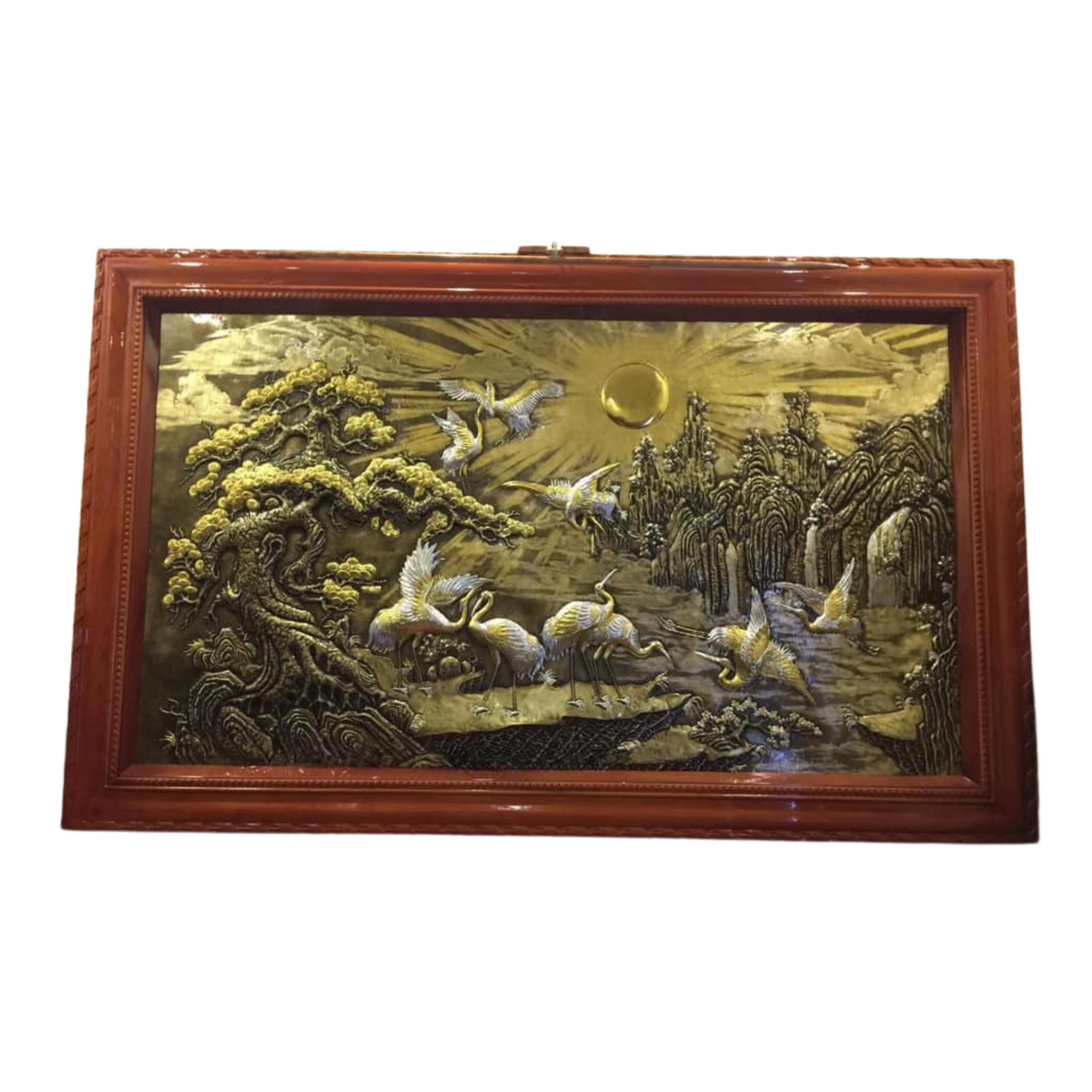 Tranh Tùng Hạc - Đồ Đồng Cao Cấp - Cửu Diệu Thiên - THN032