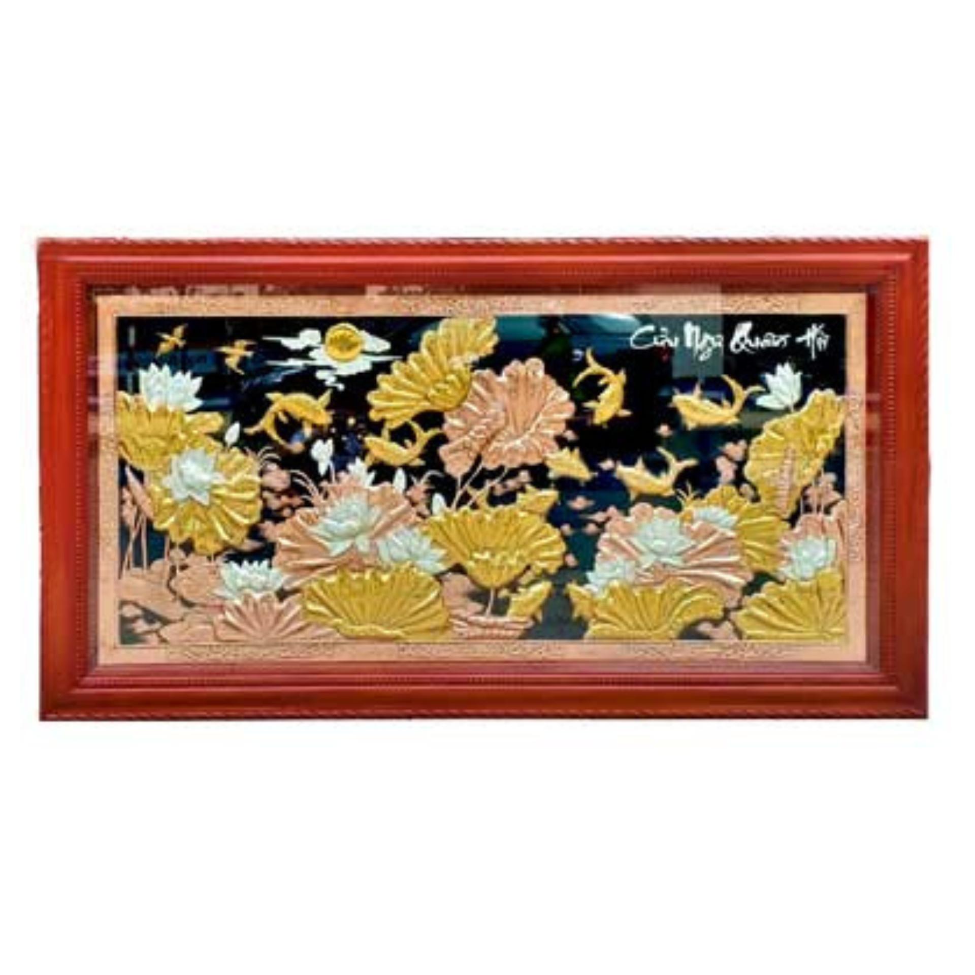 Tranh Cá Chép Hoa Sen - Đồ Đồng Cao Cấp - Cửu Diệu Thiên - THN378