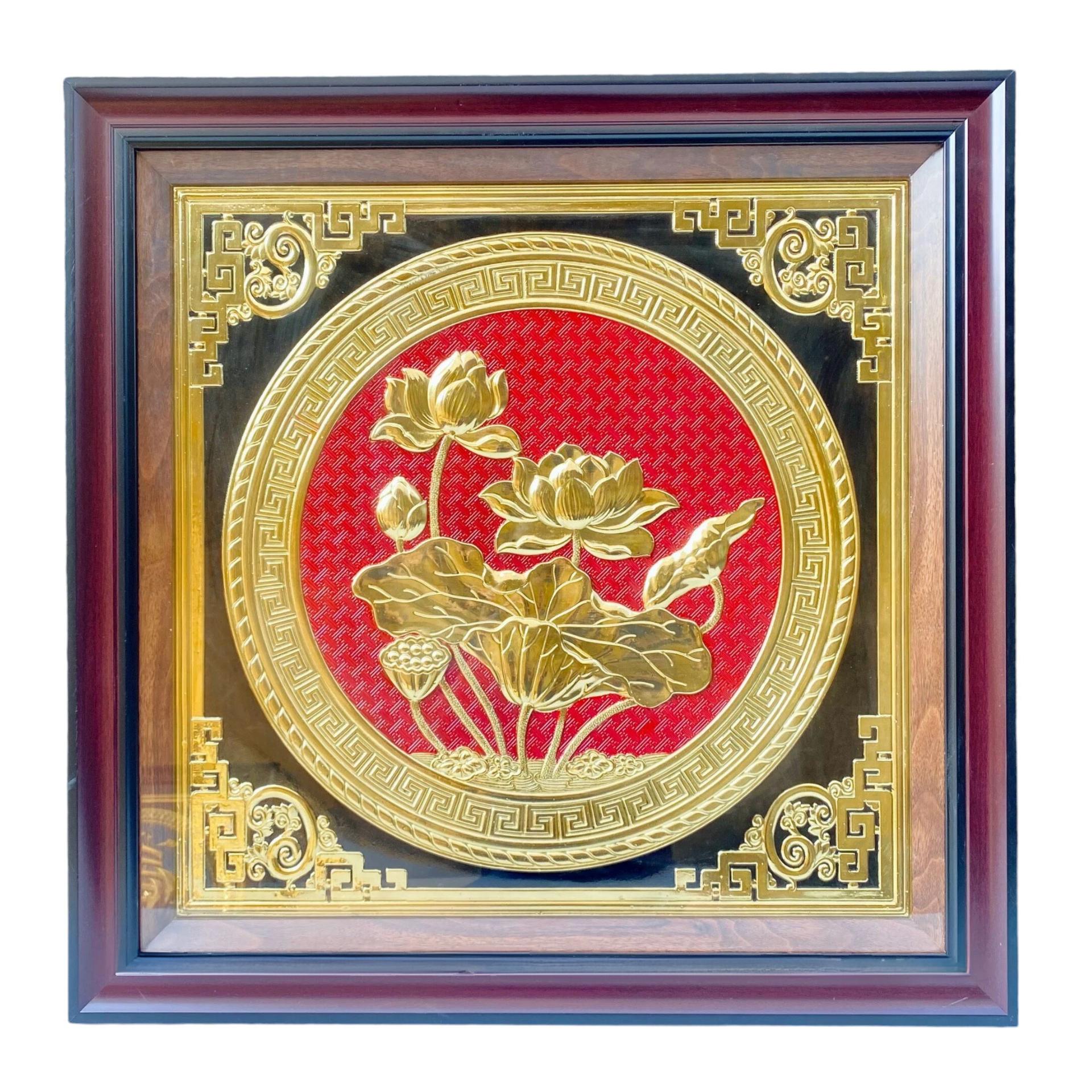 Tranh Đồng Hoa Sen ( 70x70cm ) - Cửu Diệu Thiên - ĐH004