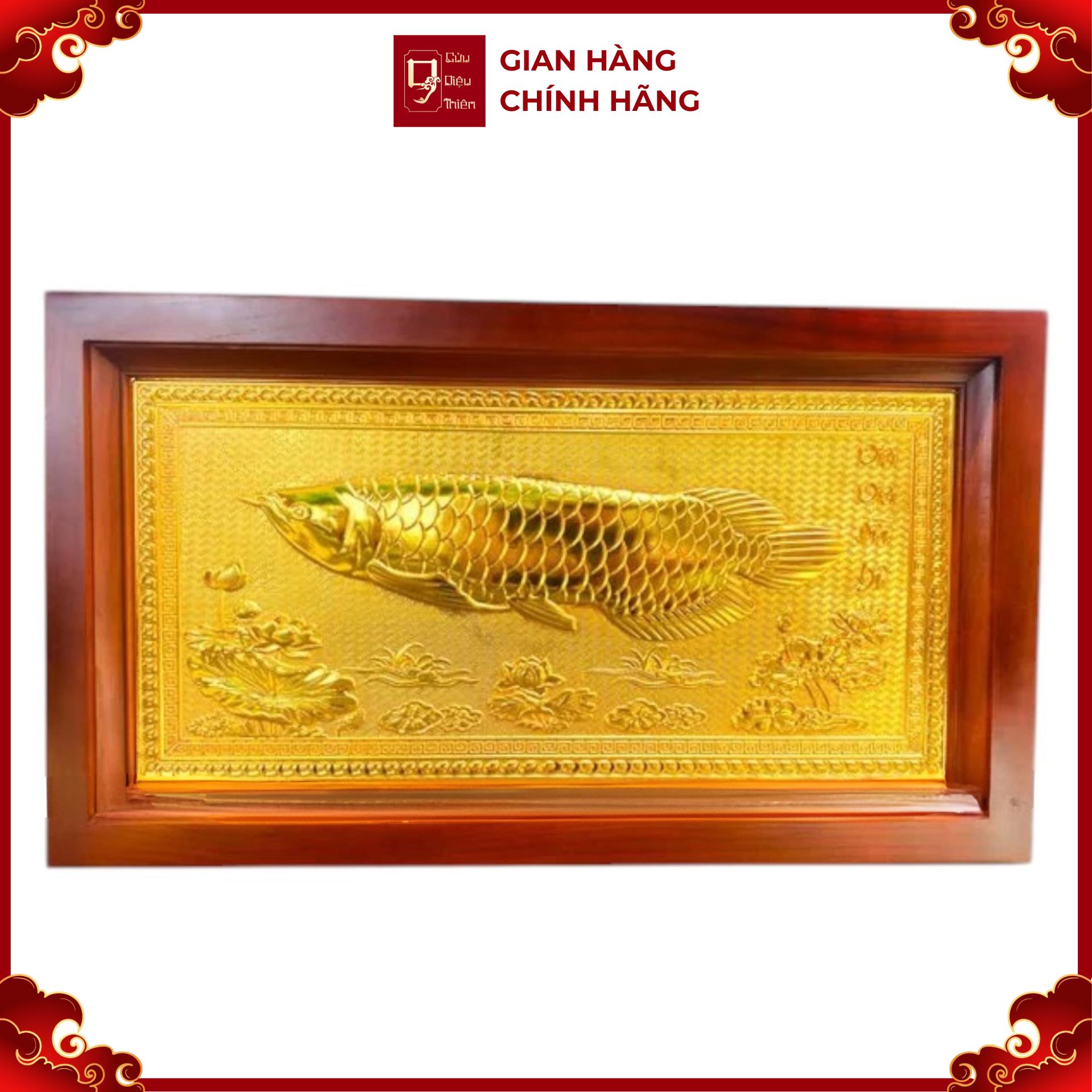 Tranh Đồng Cá Rồng , Mạ Vàng 24K ( 38x68cm ) - Cửu Diệu Thiên - THN342