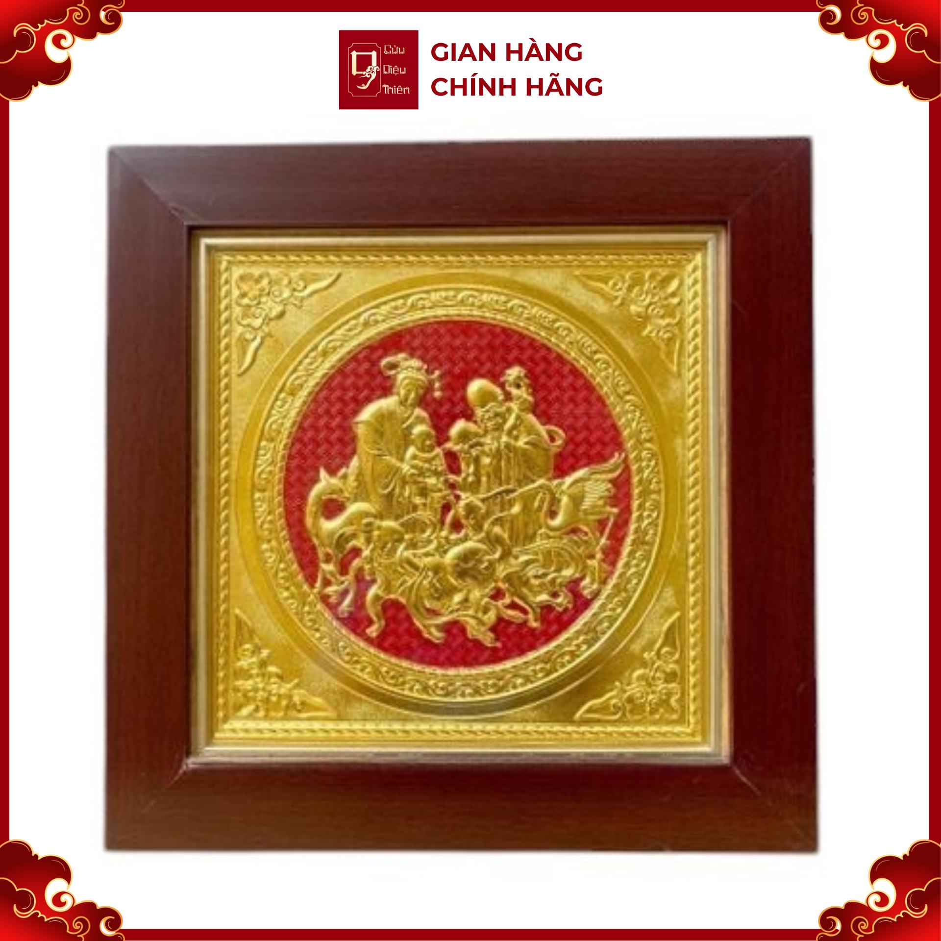 Tranh Đồng Mừng Thọ Ông Bà , Dát Vàng ( 42x42cm ) - Cửu Diệu Thiên - THN210