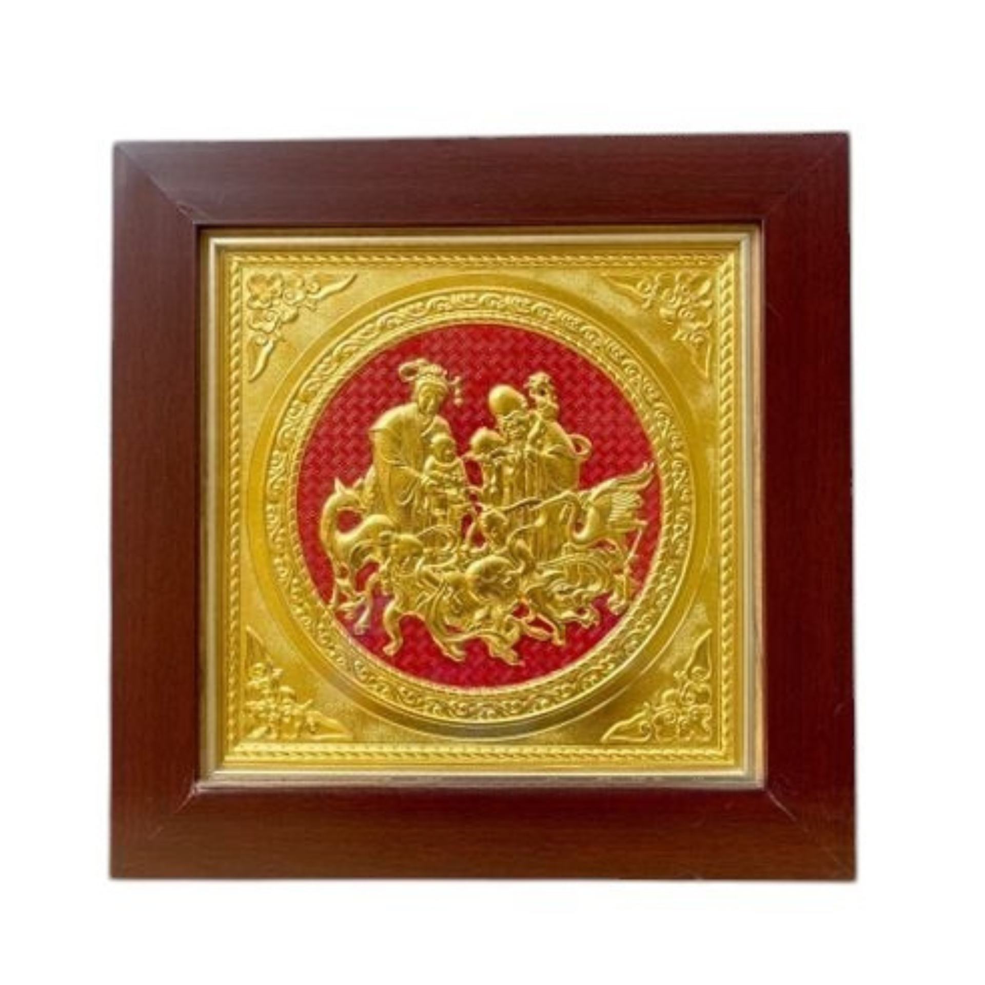 Tranh Đồng Mừng Thọ Ông Bà , Dát Vàng ( 42x42cm ) - Cửu Diệu Thiên - THN210