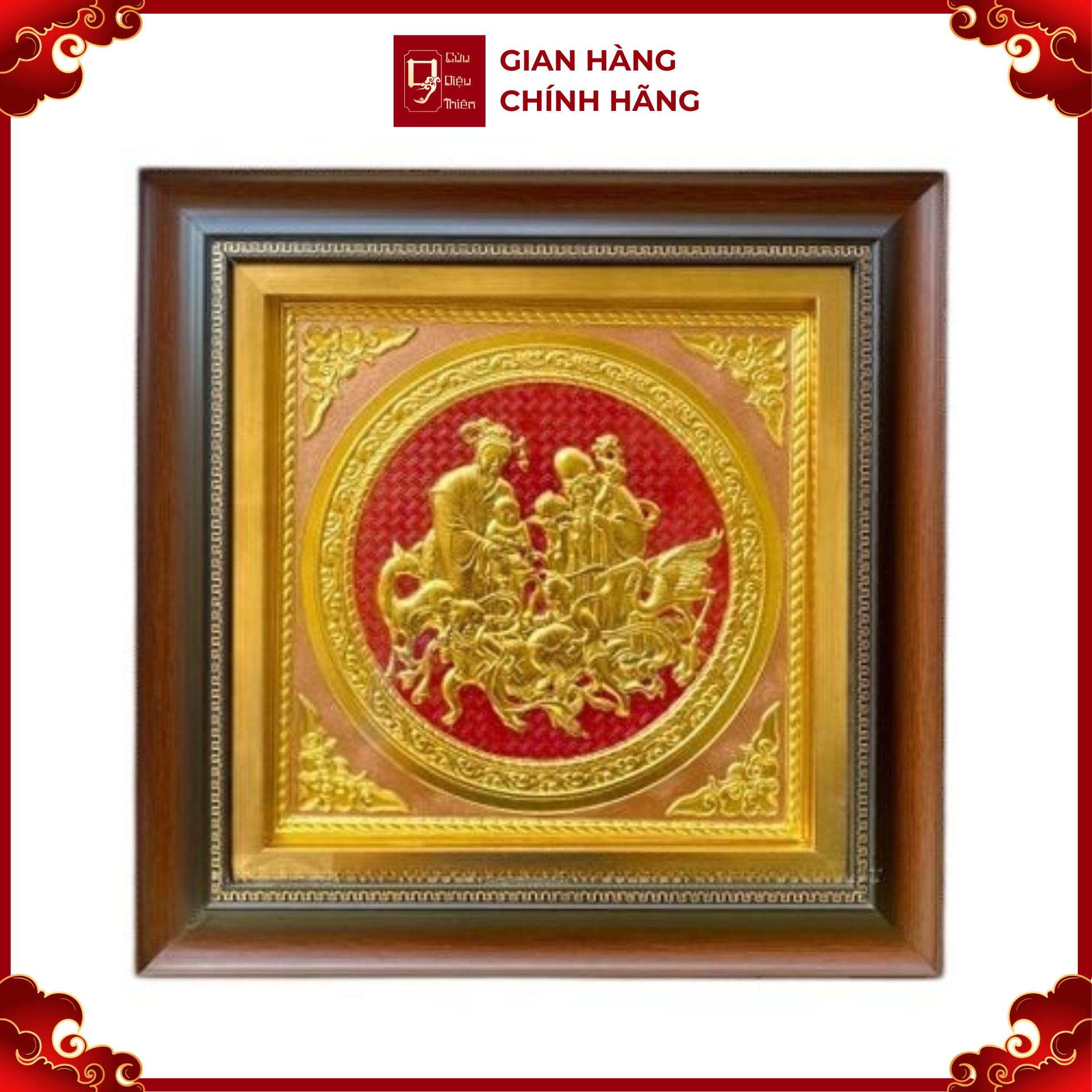 Tranh Đồng Mừng Thọ Ông Bà , Dát Vàng ( 42x42cm ) - Cửu Diệu Thiên - THN210