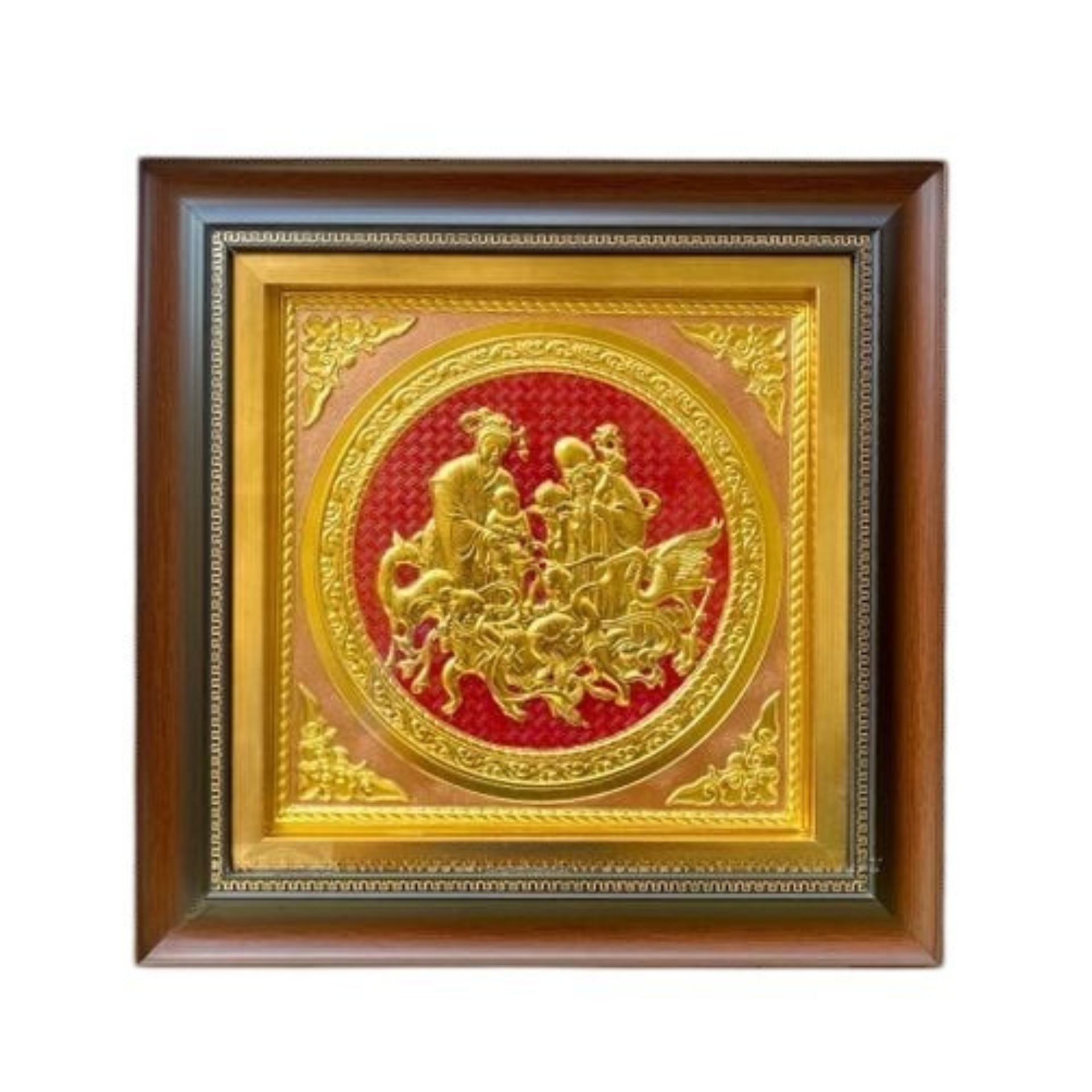 Tranh Đồng Mừng Thọ Ông Bà , Dát Vàng ( 42x42cm ) - Cửu Diệu Thiên - THN210