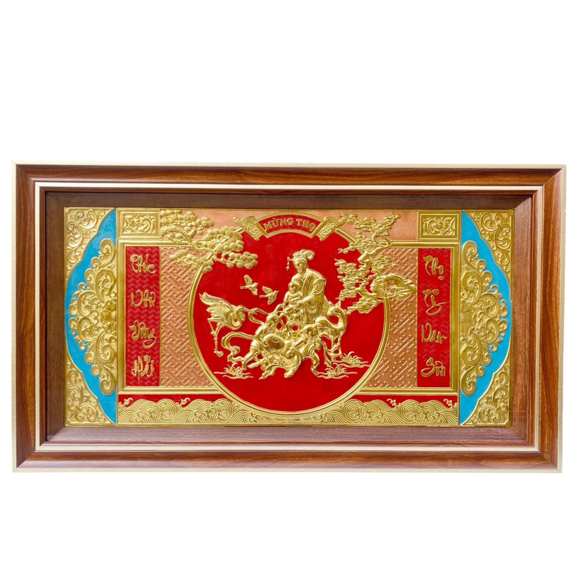 Tranh Đồng Mừng Thọ Cụ Bà ( 52x92cm ) - Cửu Diệu Thiên - CB002