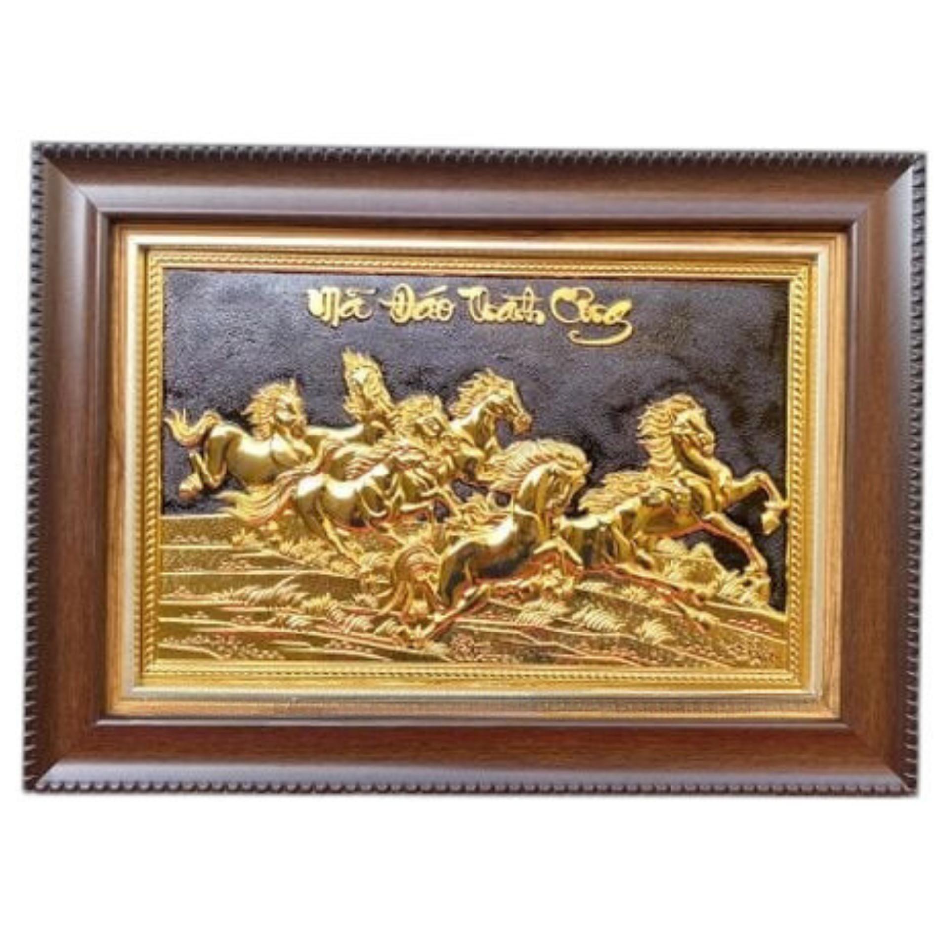 Tranh Đồng Mã Đáo Thành Công , Dát Vàng ( 25x35cm ) - Cửu Diệu Thiên - MD006