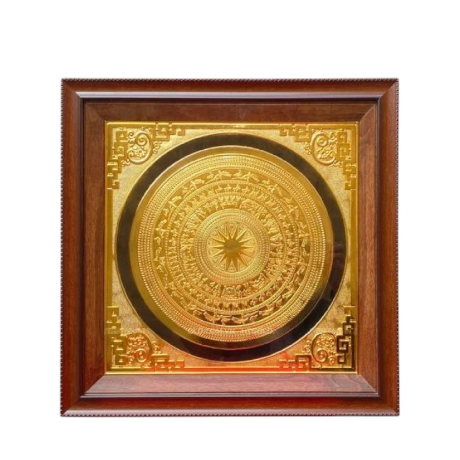 Tranh Đồng Mặt Trống Đồng , Mạ Vàng 24K ( 48x48cm ) - Cửu Diệu Thiên - ĐT015