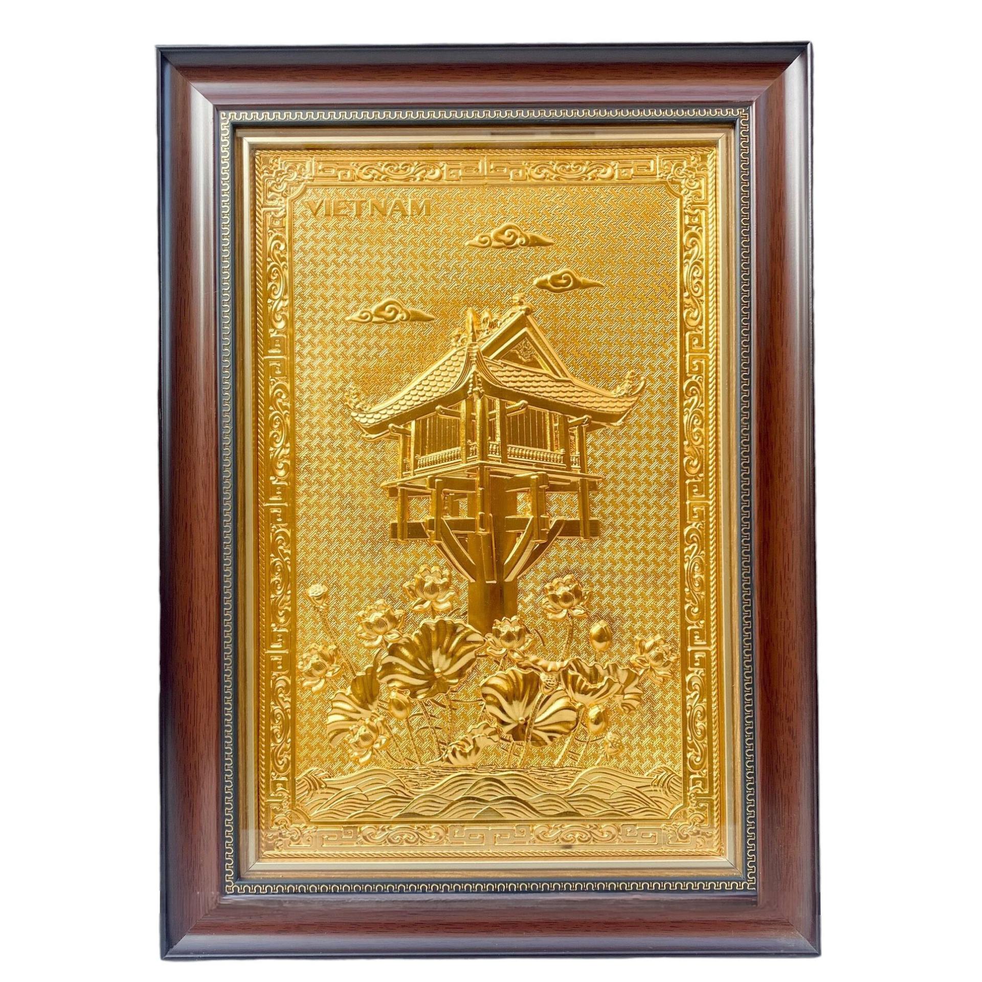 Tranh Đồng Chùa Một Cột , Dát Vàng ( 38x54cm ) - Cửu Diệu Thiên - MC0018