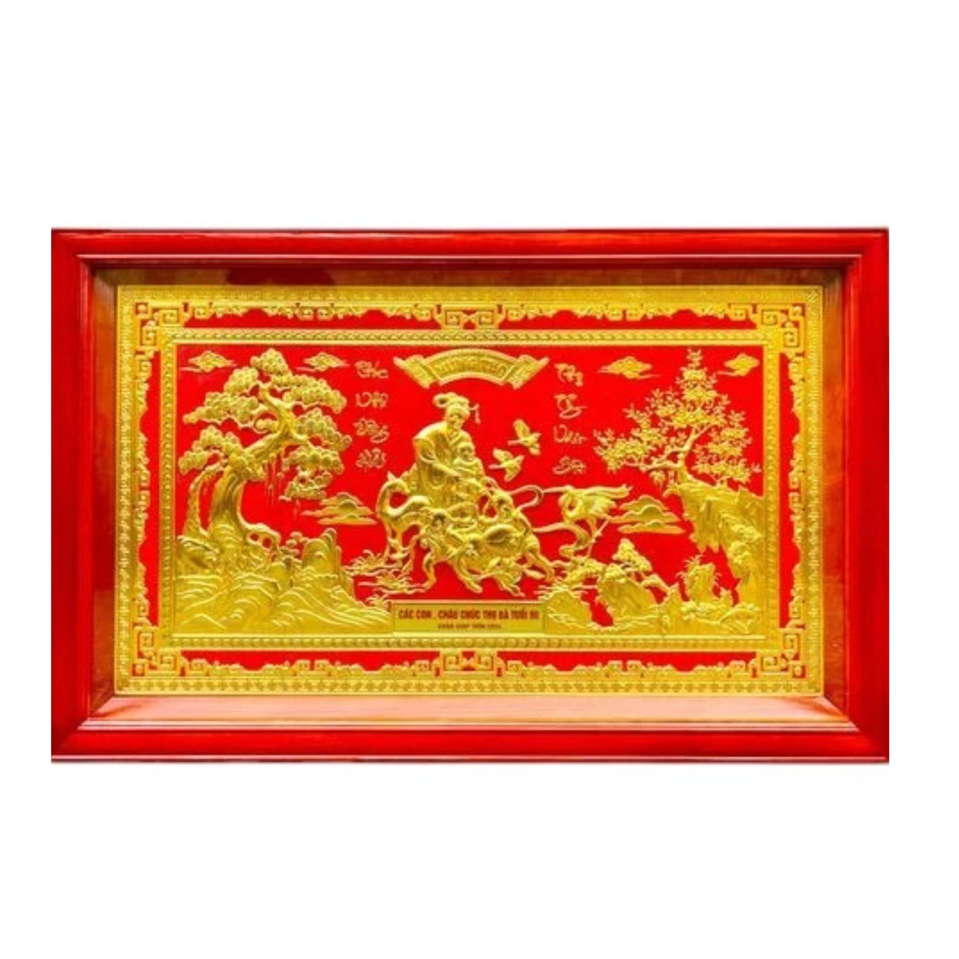 Tranh Đồng Mừng Thọ Bà Cụ , Dát Vàng ( 66x106cm ) - Cửu Diệu Thiên - THN220