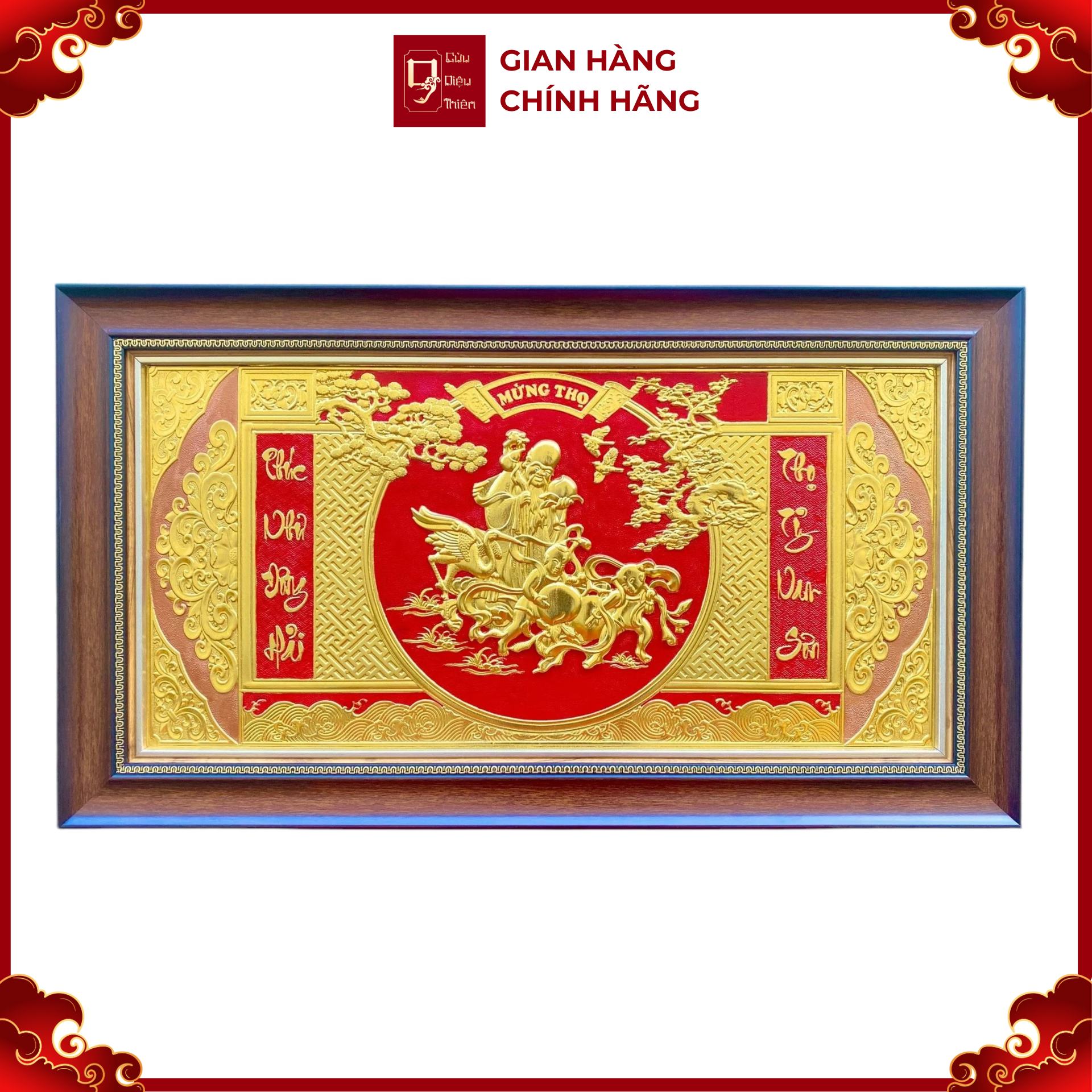 Tranh Đồng Mừng Thọ Ông Bà Cụ , Dát Vàng - Cửu Diệu Thiên - THN214