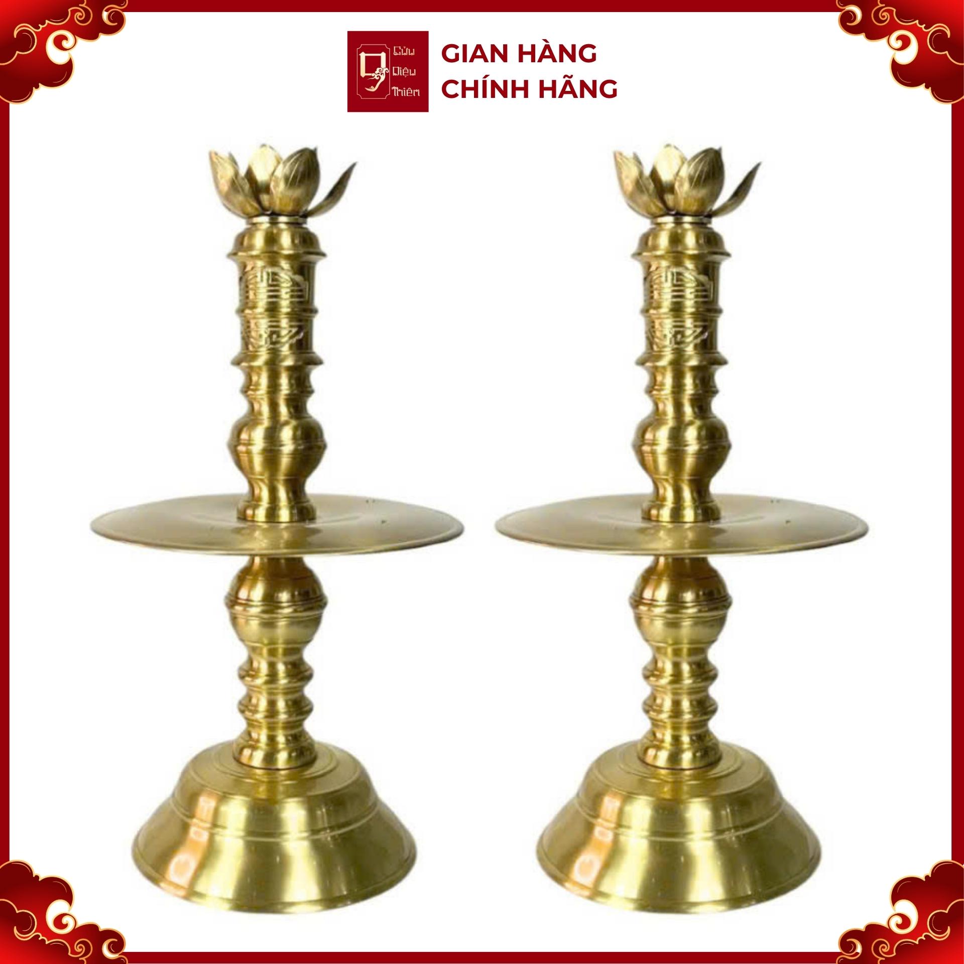 Đôi Chân Nến - Đồng Vàng Cao Cấp - Cửu Diệu Thiên - HL008