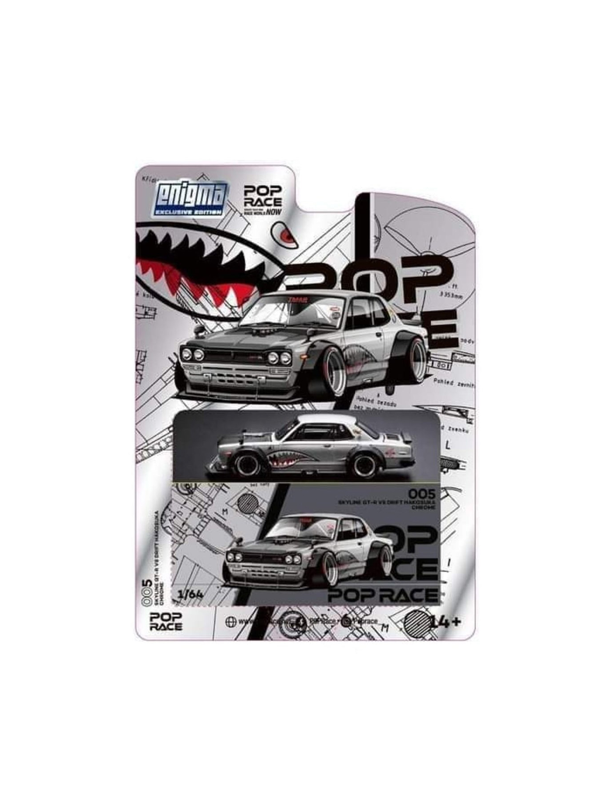 [SGTVN] POPRACE #PRE005 SKYLINE GT-R V8 DRIFT (HAKOSUKA) METALLIC SILVER