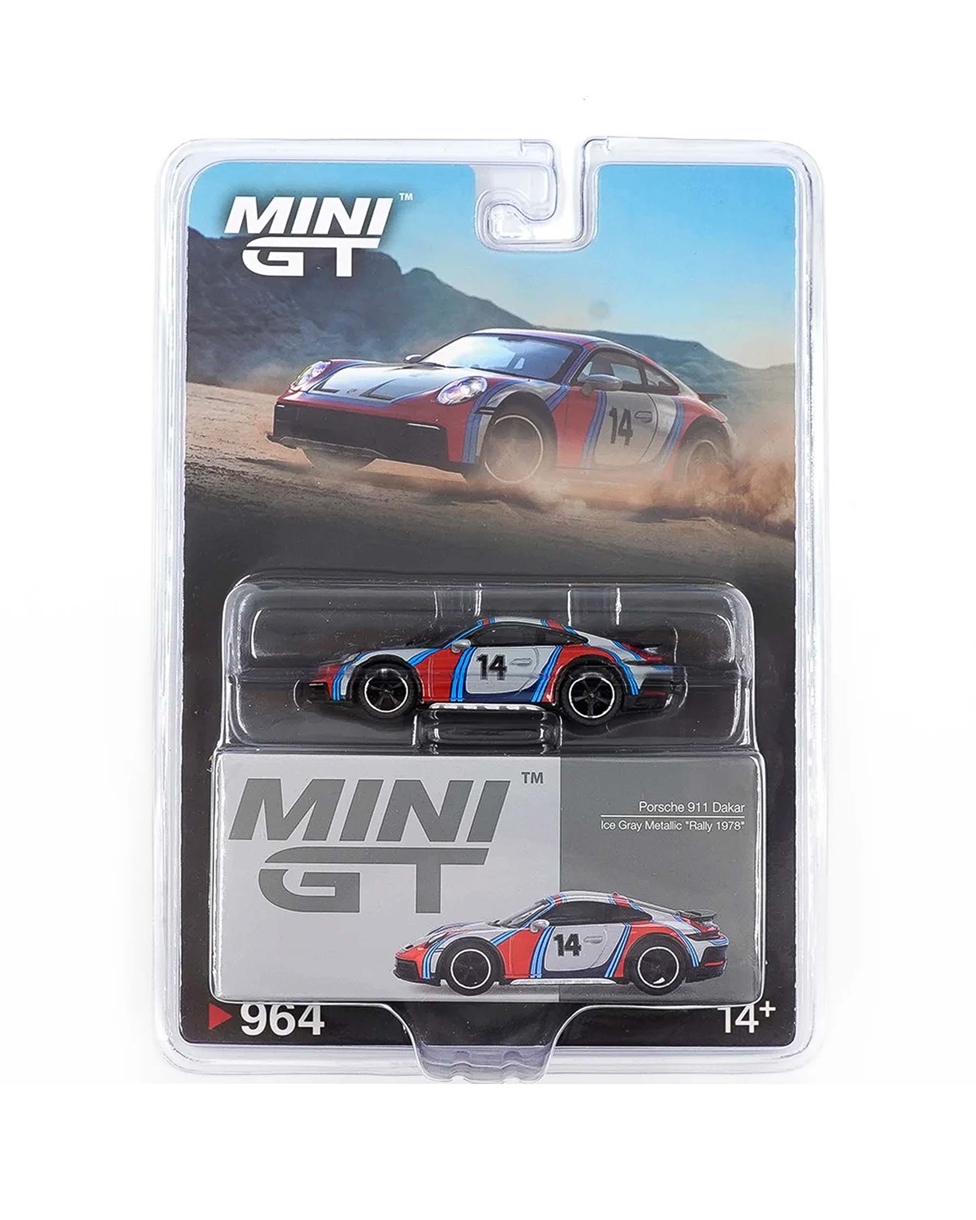 Mini GT Card Version MGT00964 Porsche 911 Dakar Ice Grey Metallic 