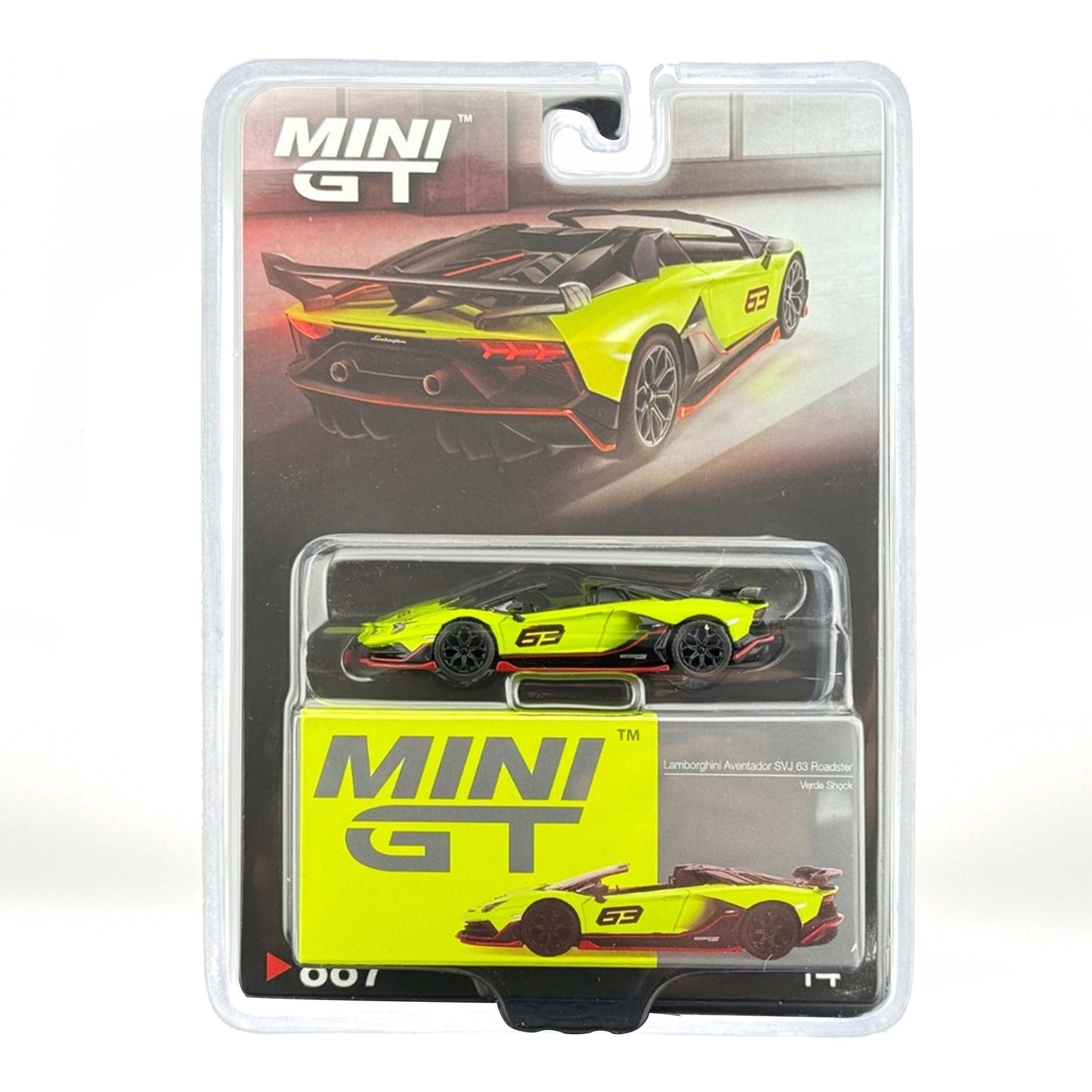 MiniGT Card Version MGT00887 Lamborghini Aventador SVJ 63 Roadster Verde Shock