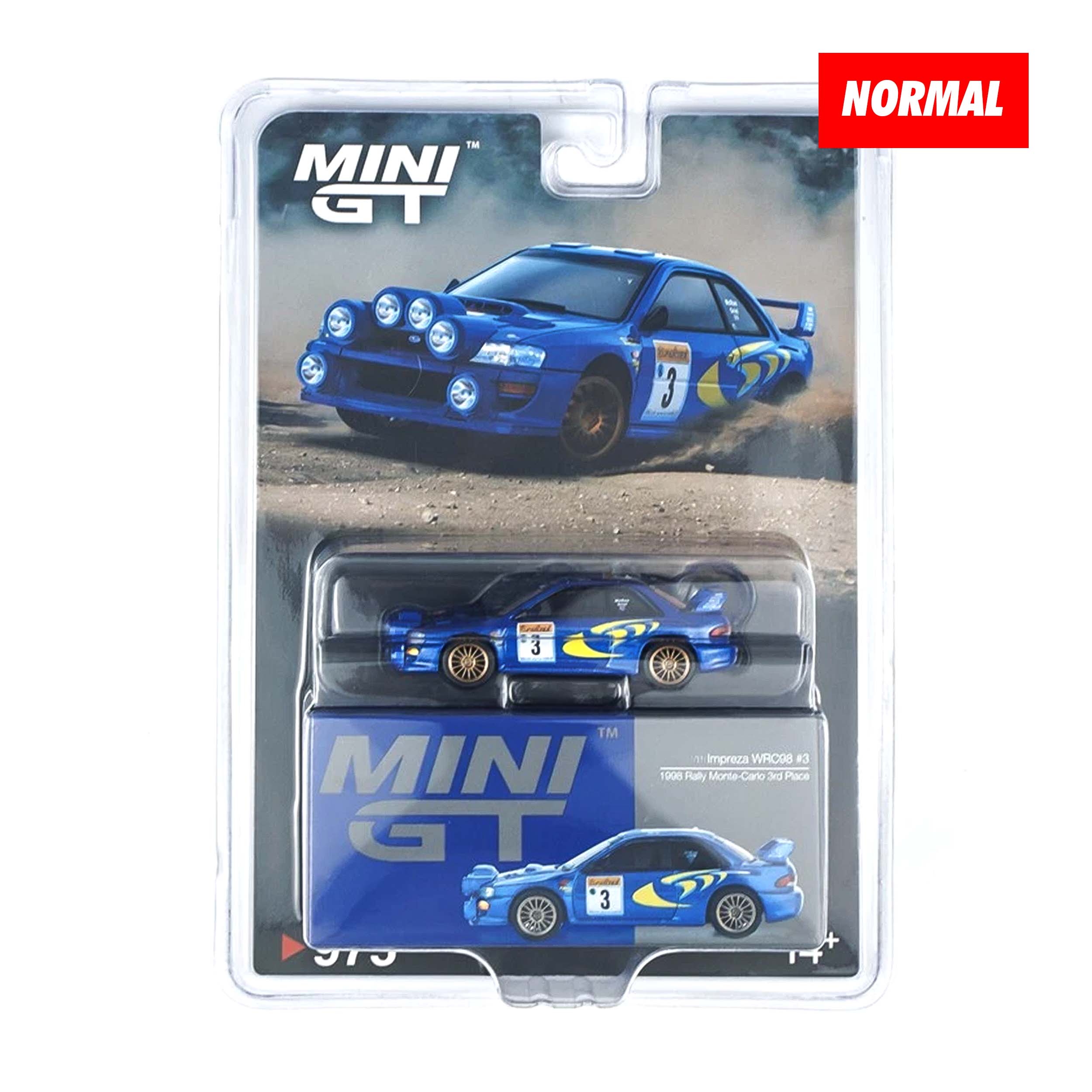 Mini GT Card Version MGT00975 Subaru Impreza WRC98 1998 Rally Monte-Carlo 3rd Place #3